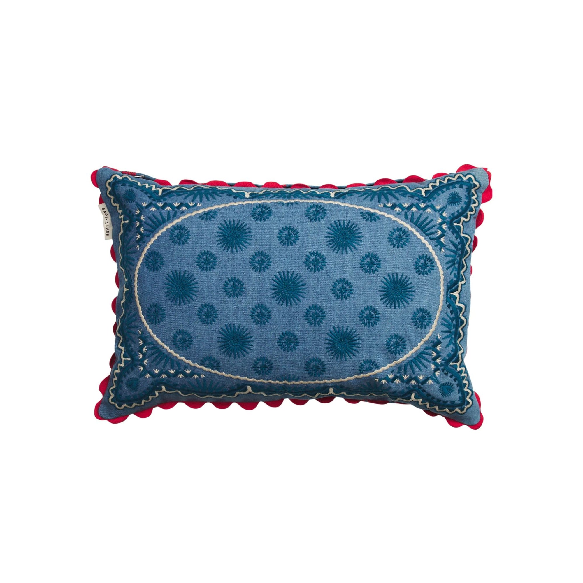 Anneliese Reversible Denim Cushion Poppy
