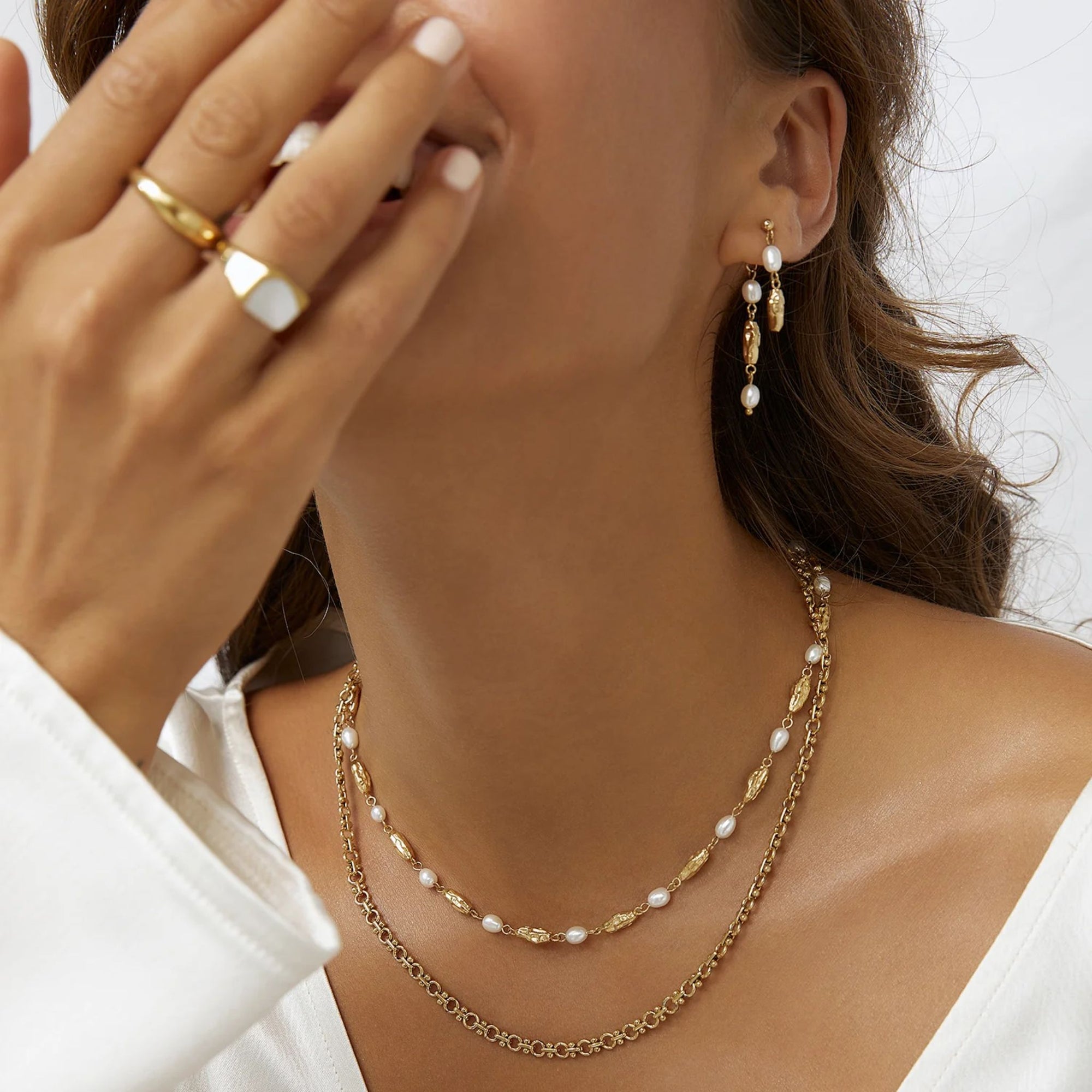 Mimi Gold And Pearl Earrings