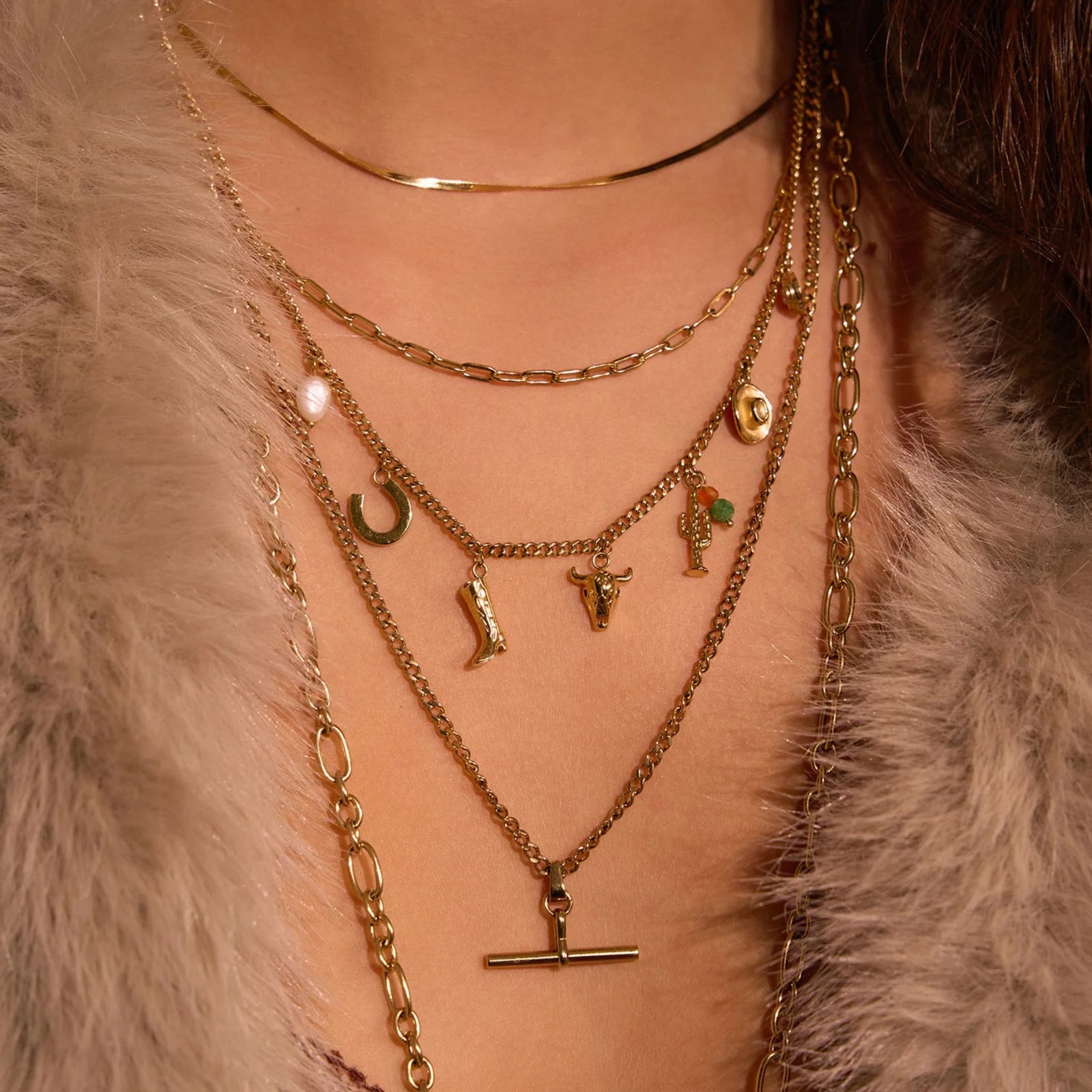 Rodeo Gold Charm Necklace