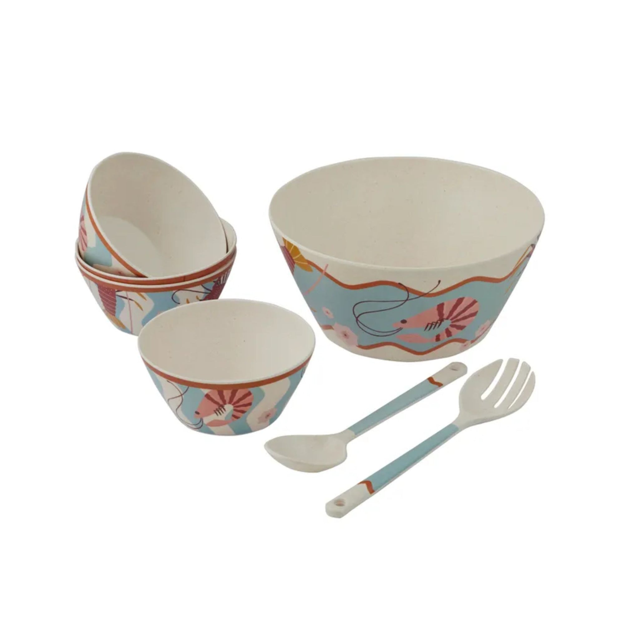 Shack 7 Piece Bamboo Fibre Salad Set