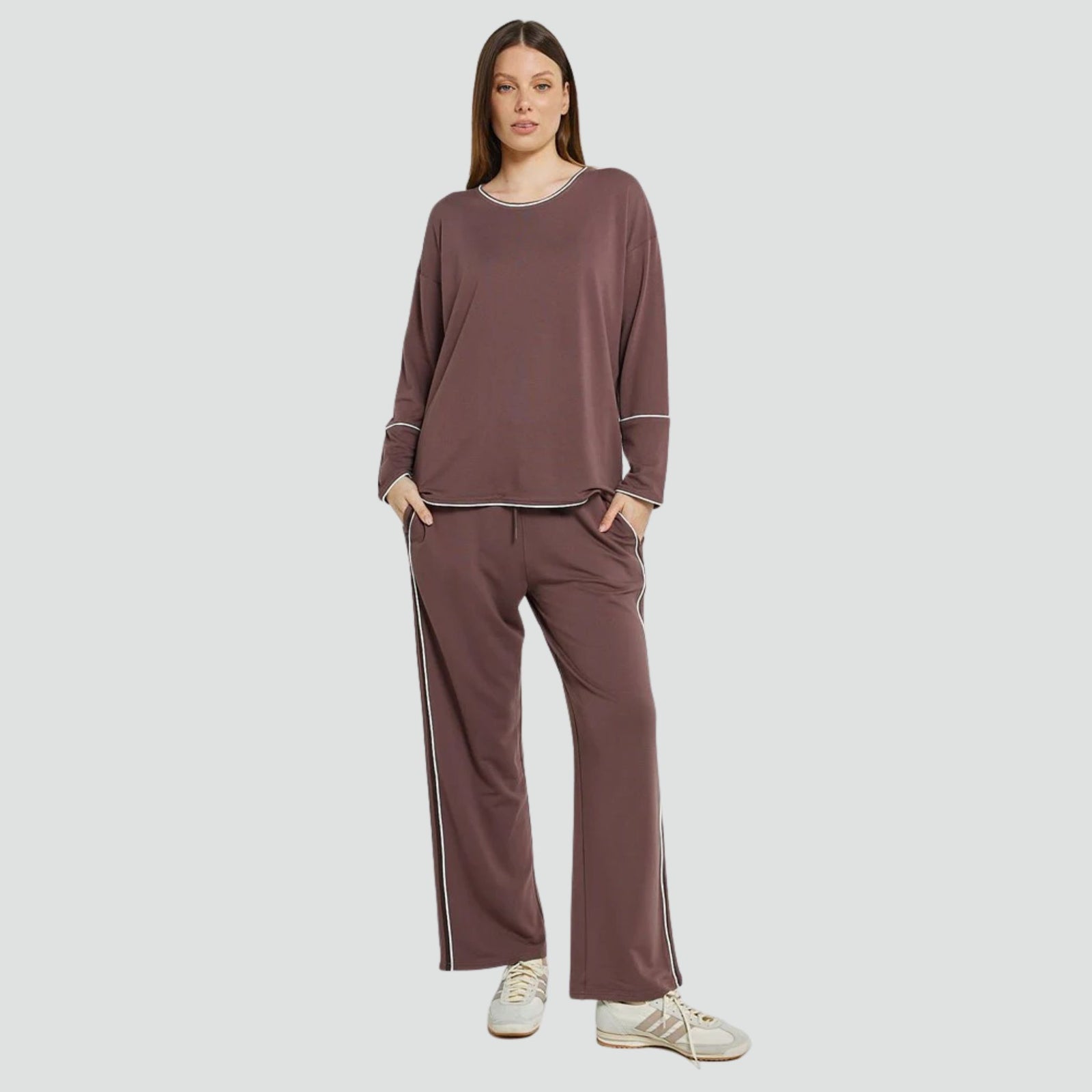 Evelyn Wide Leg Jogger Nutmeg