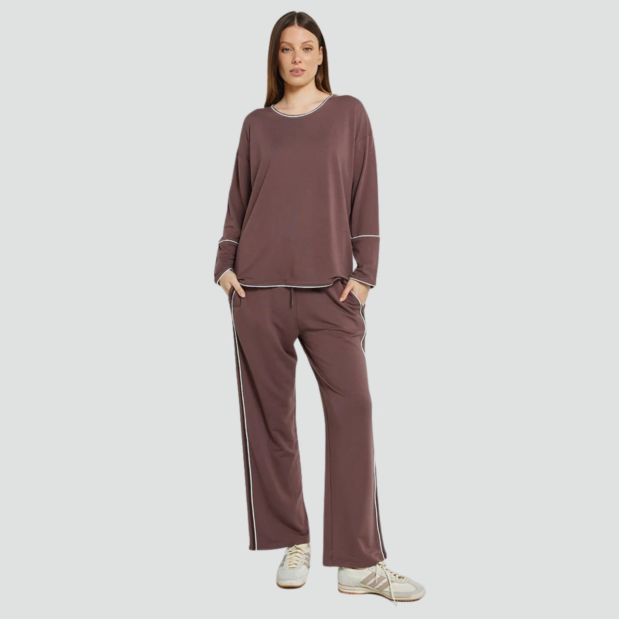 Evelyn Wide Leg Jogger Nutmeg