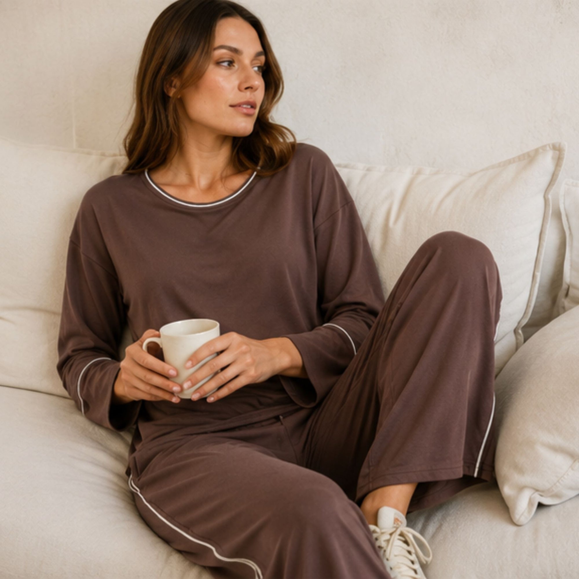 Evelyn Wide Leg Jogger Nutmeg