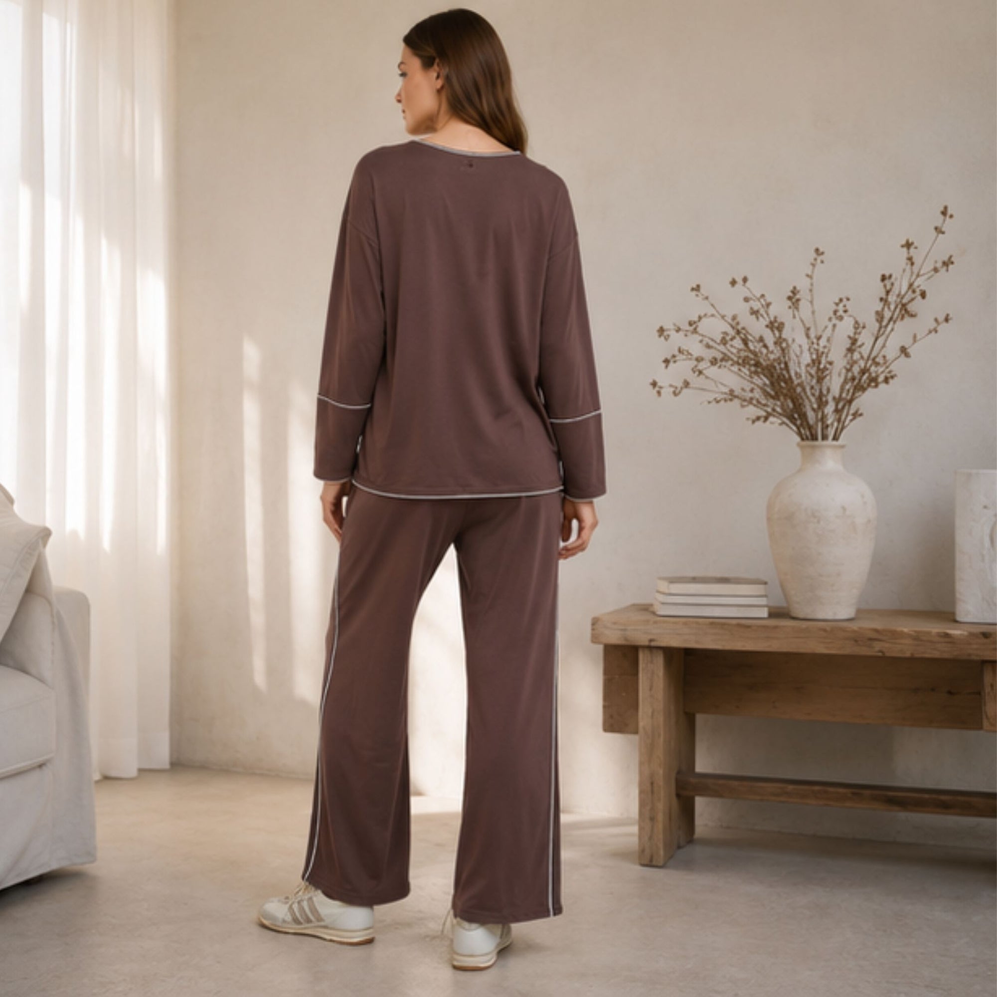 Evelyn Wide Leg Jogger Nutmeg