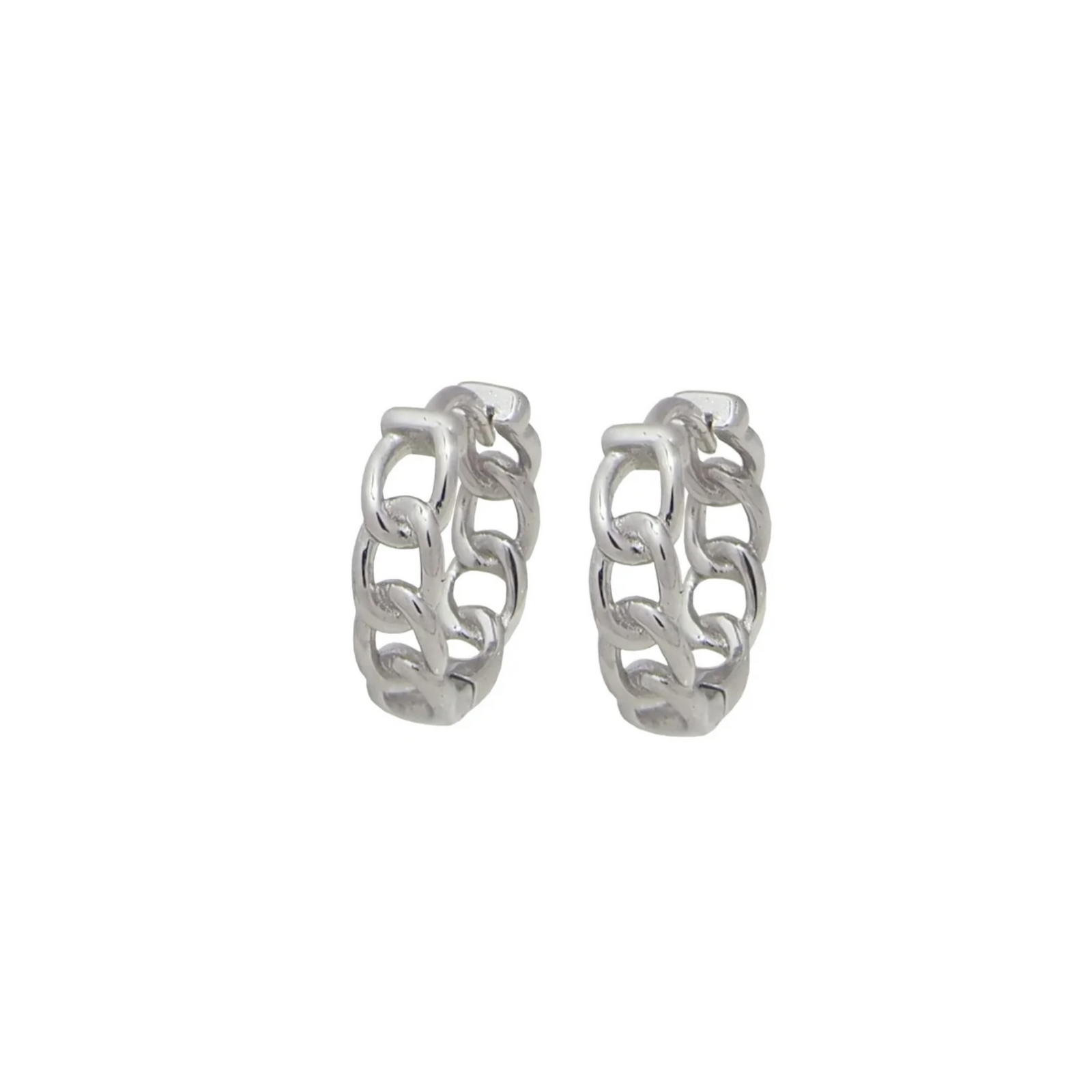 Sterling Silver Chain Huggie Earrings