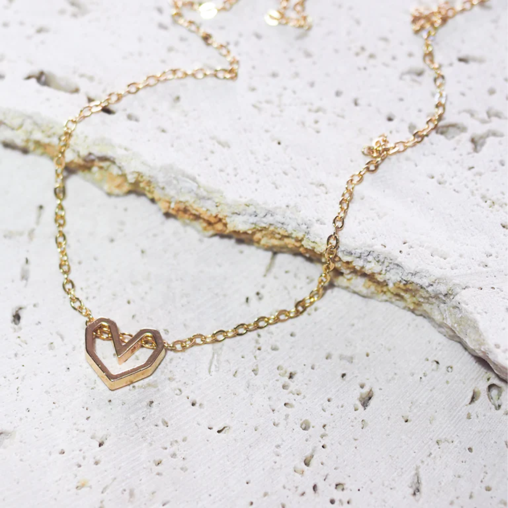 18K Gold Filled Heart Pendant Necklace