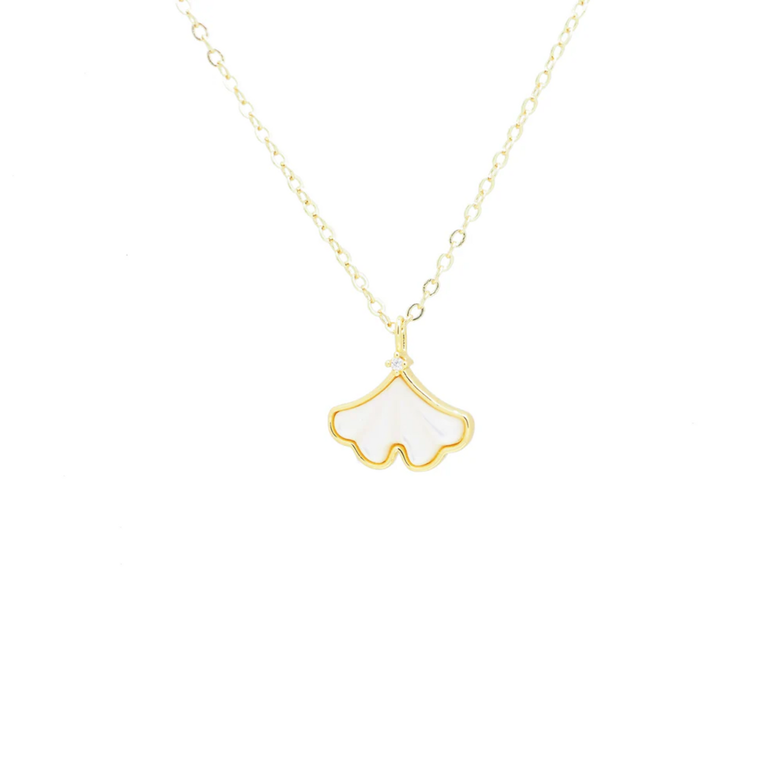 18K Gold Filled Mother Pearl Lotus Necklace