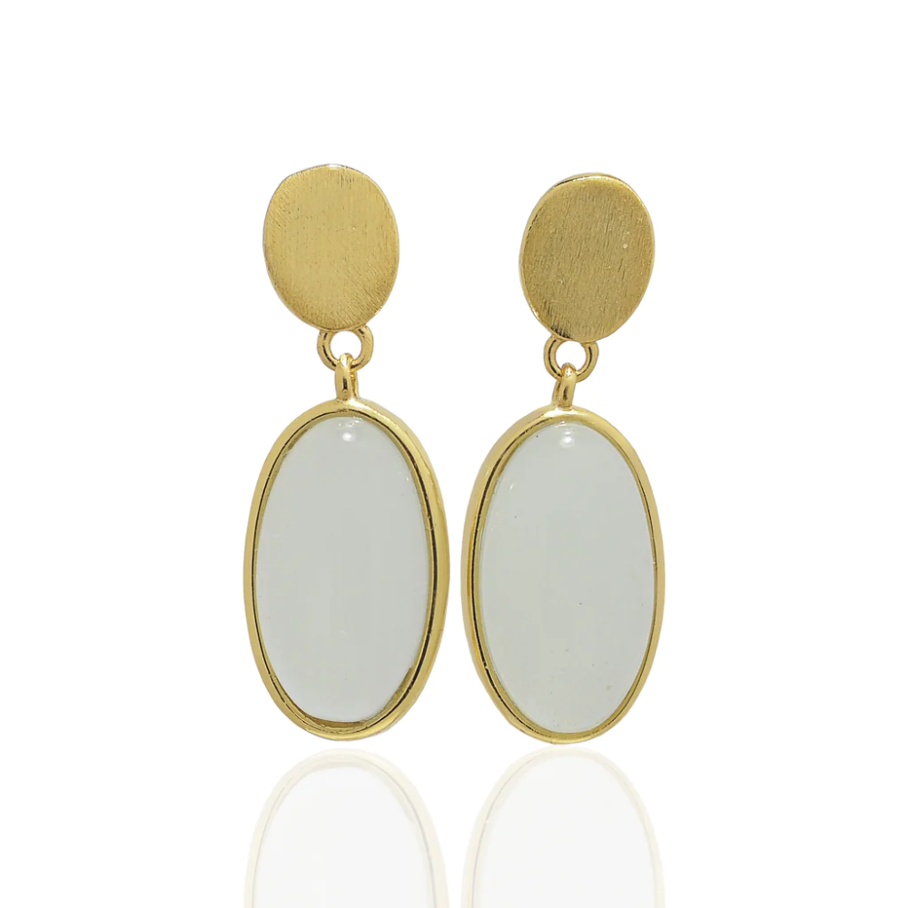18k Gold Vermeil Jade Dangle Earrings
