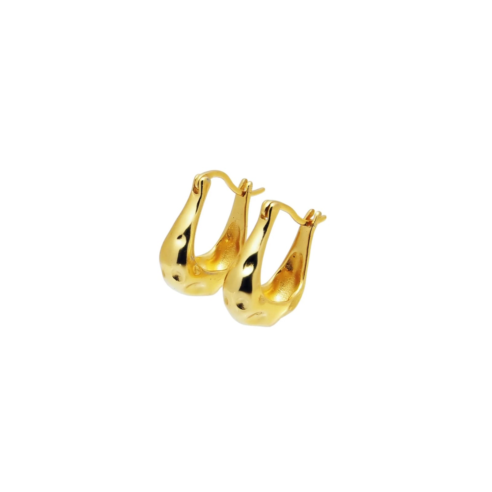 18k Gold Vermeil Hammered Chunky Hoop Earrings