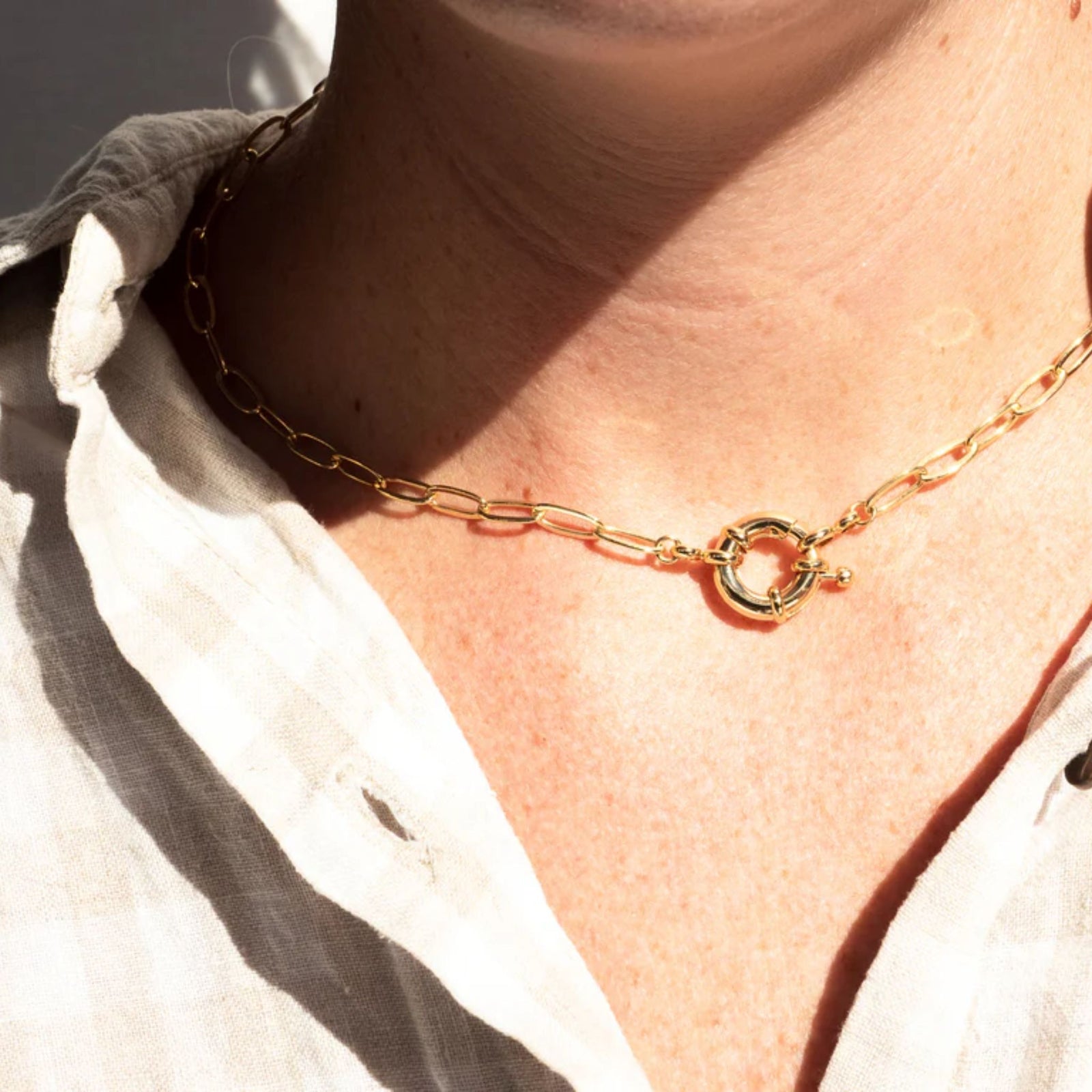 Nautical Clasp Paperclip Chain Necklace