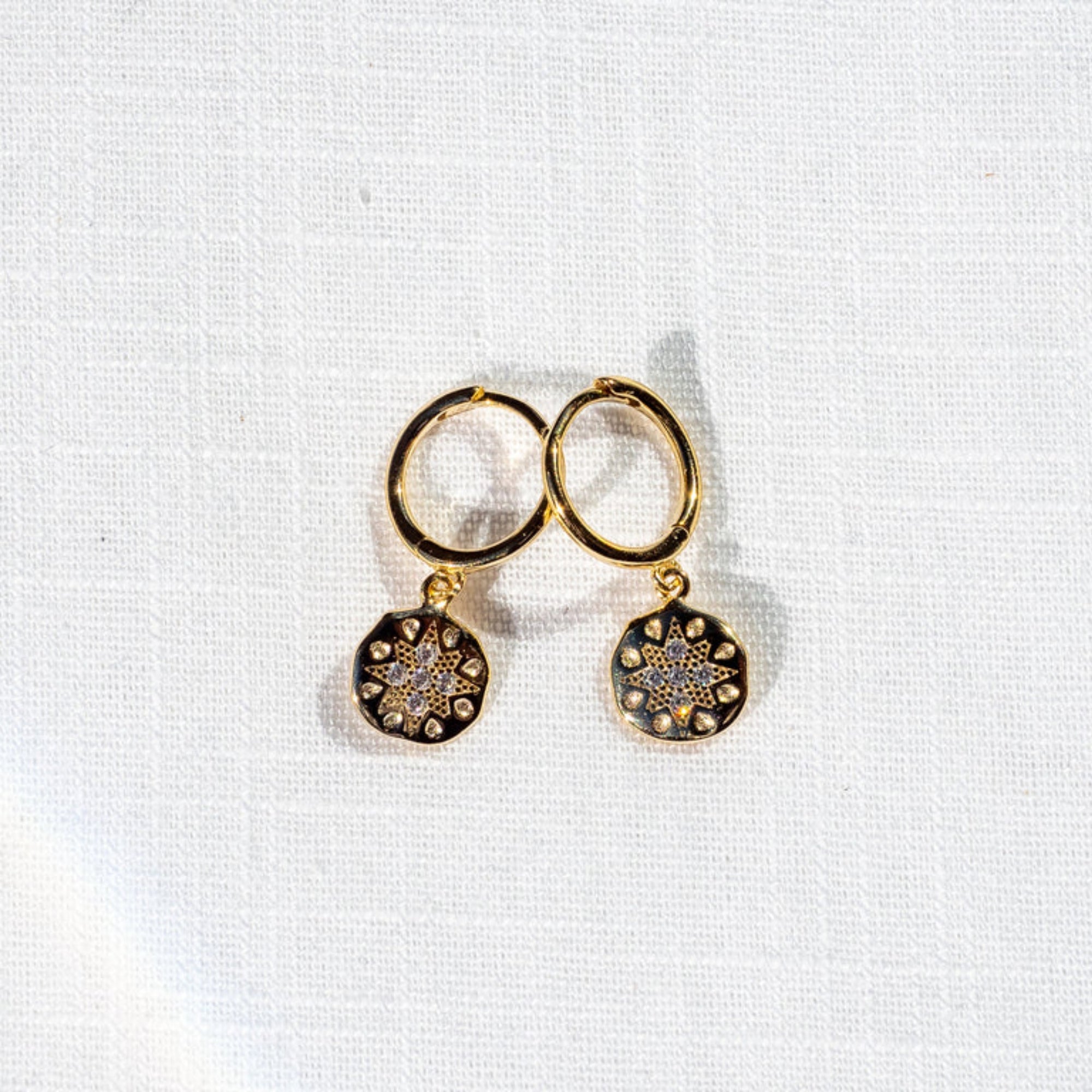 18k Gold Vermeil North Star Huggie Hoop Earrings