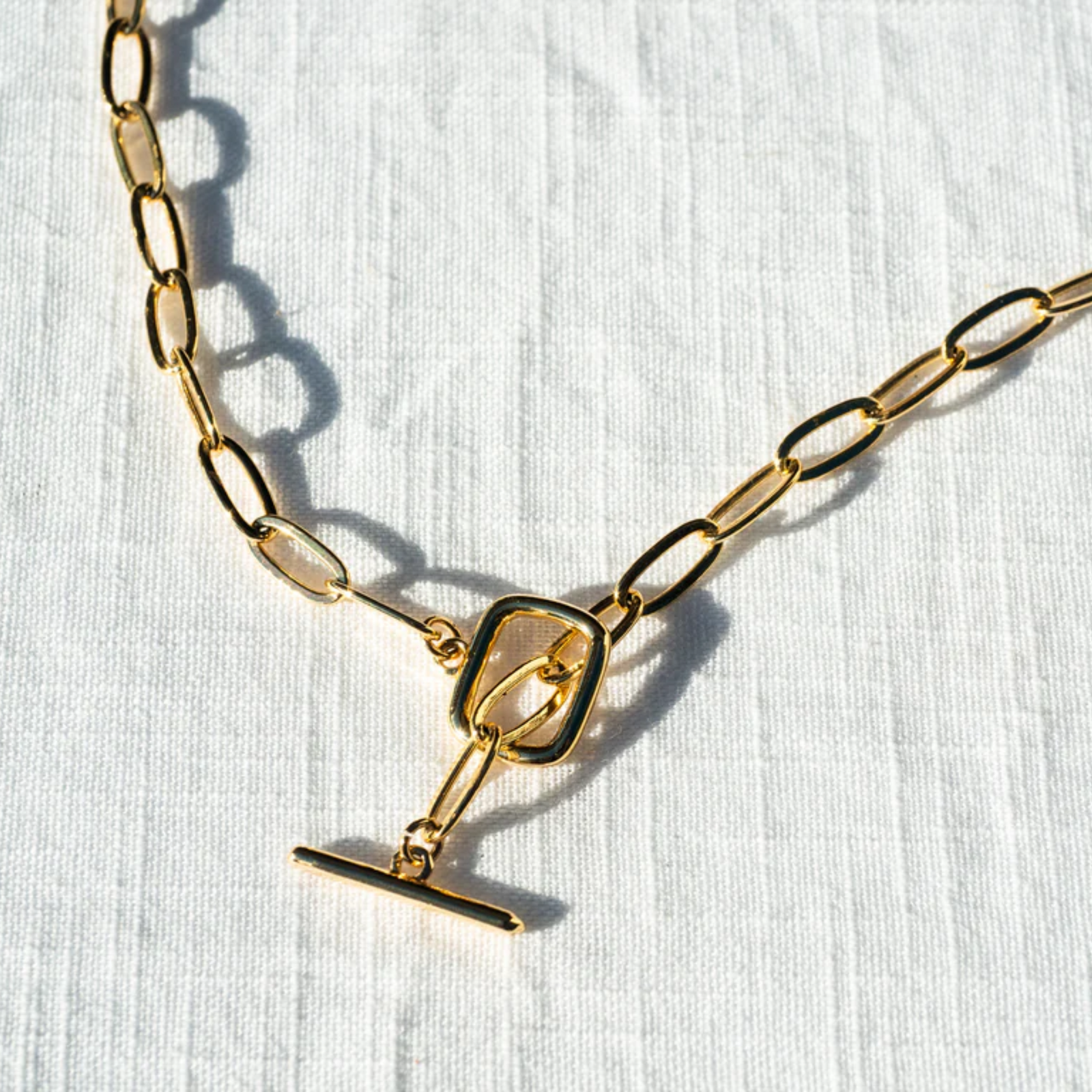 Square Toggle Clasp Paperclip Chain Necklace