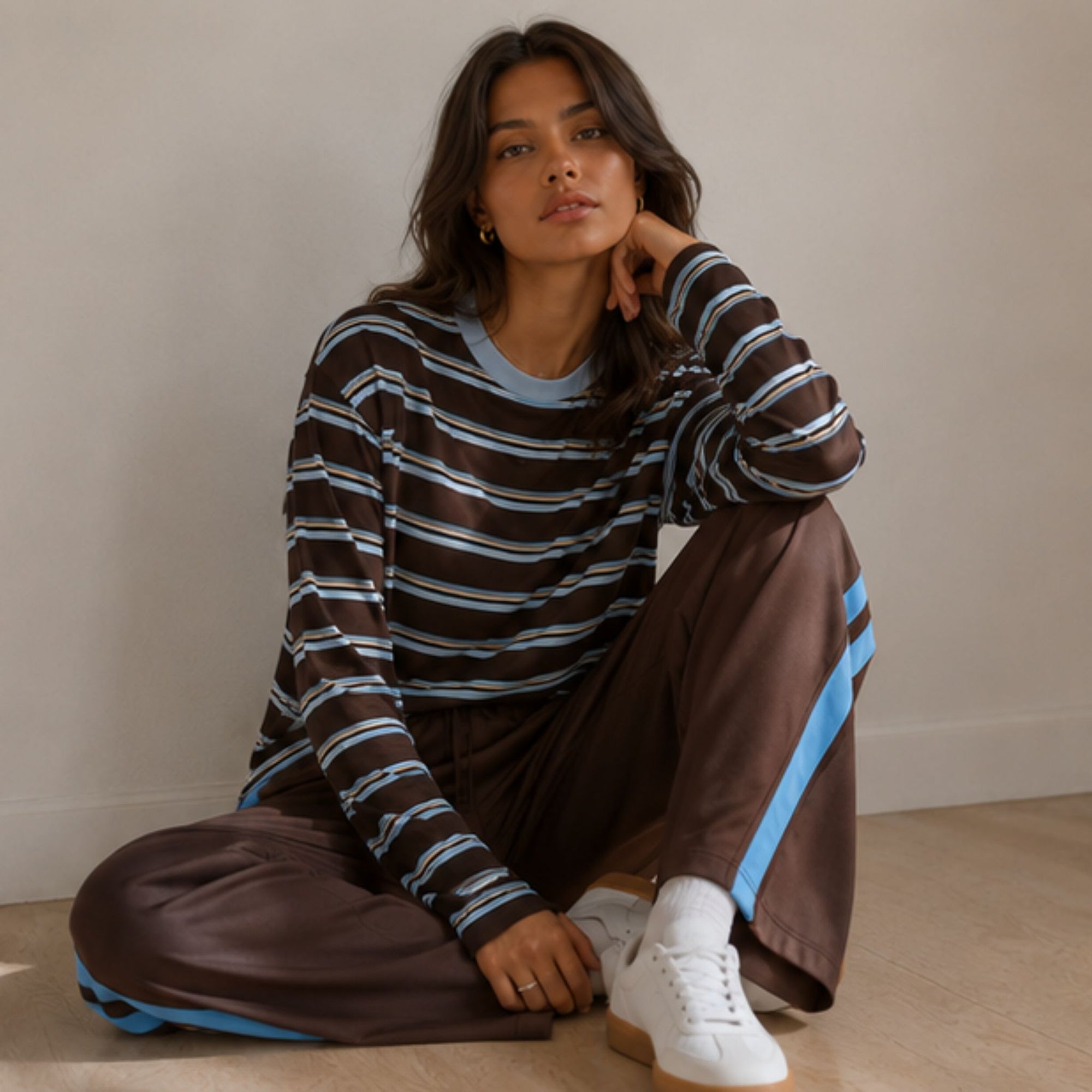 Blue Stripe Jersey Set