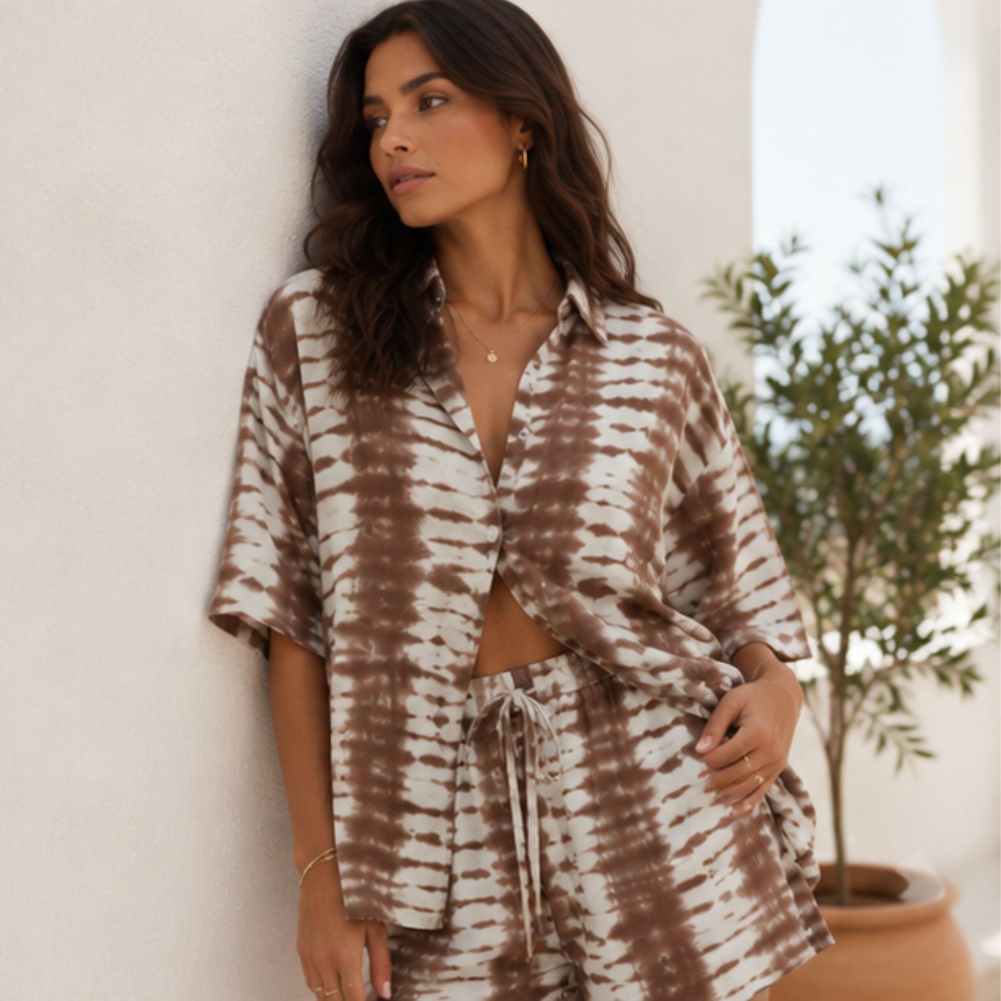 Chocolate Tie Dye Short Set