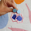 Shell Outline Statement Dangle Earrings
