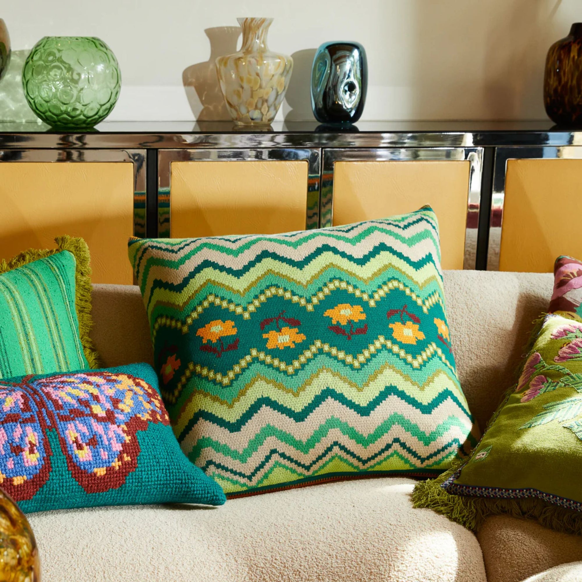 Calina Knit Cushion Verdant
