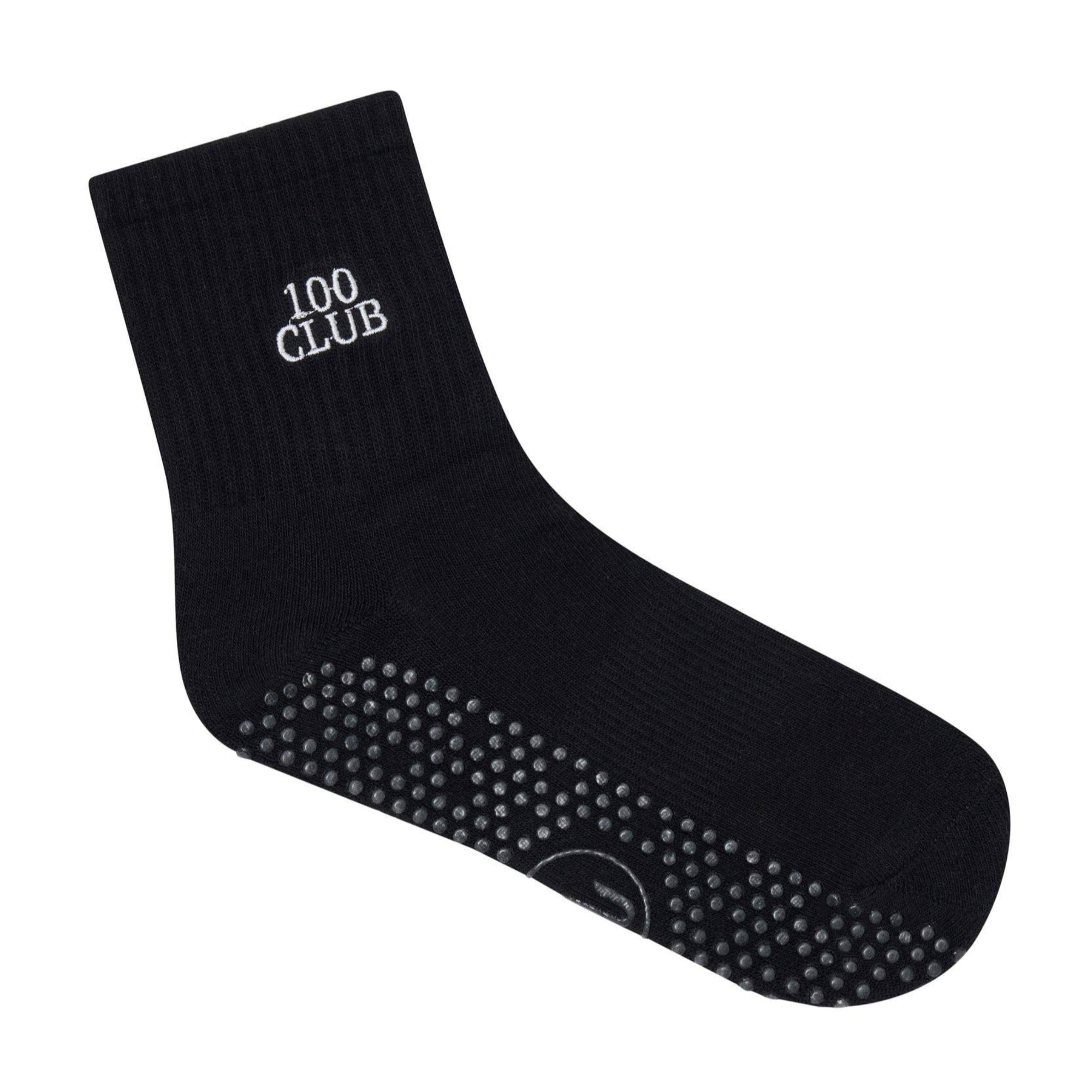 Crew Non Slip Grip Socks - 100 Club Black &amp; Silver
