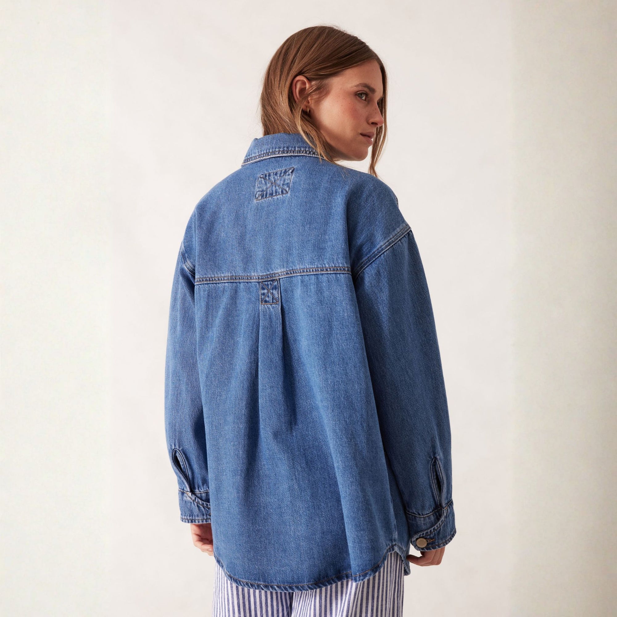 Bobbi Side Pocket Denim Shacket Vintage Blue