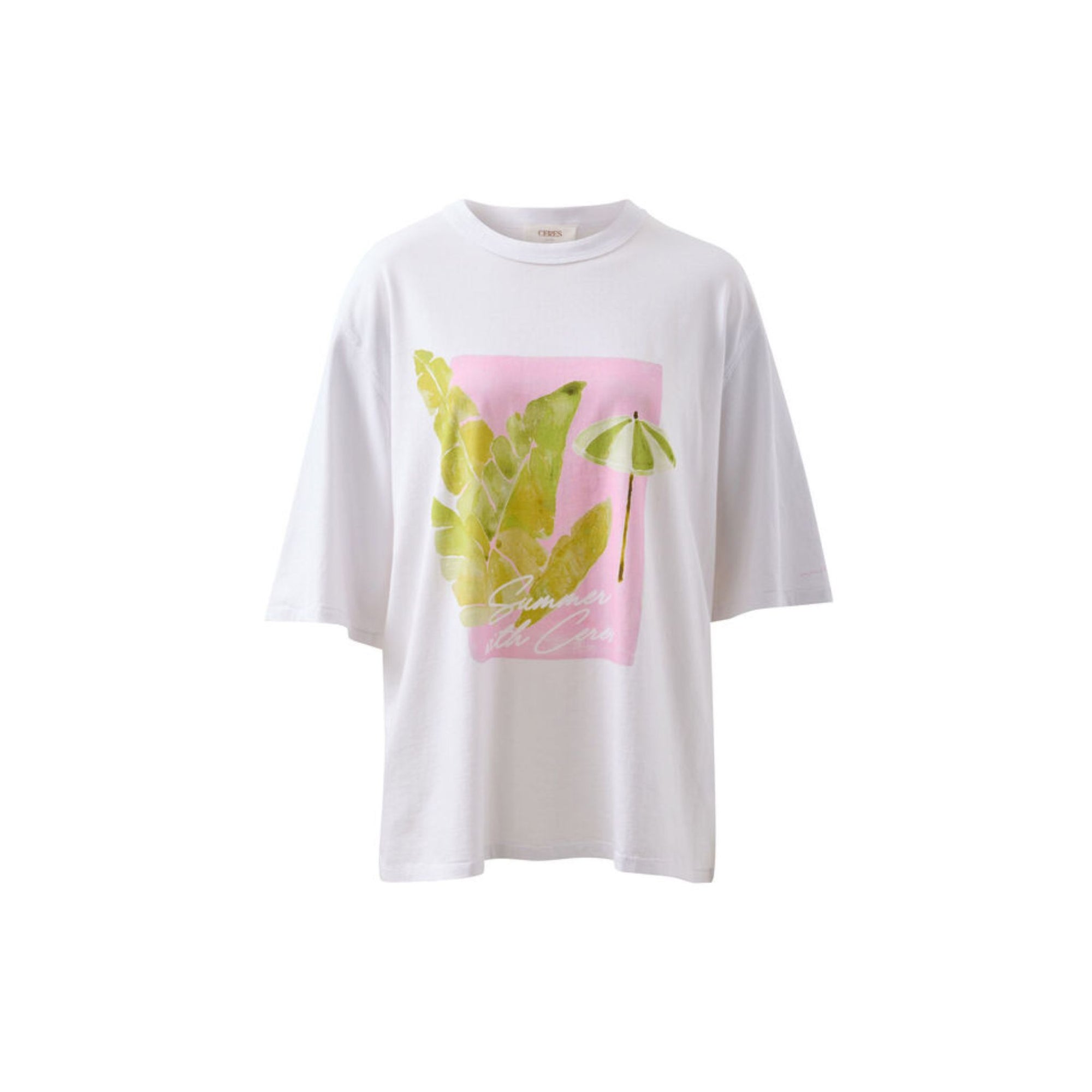 Liv Oversized Tee Coastal Leaves