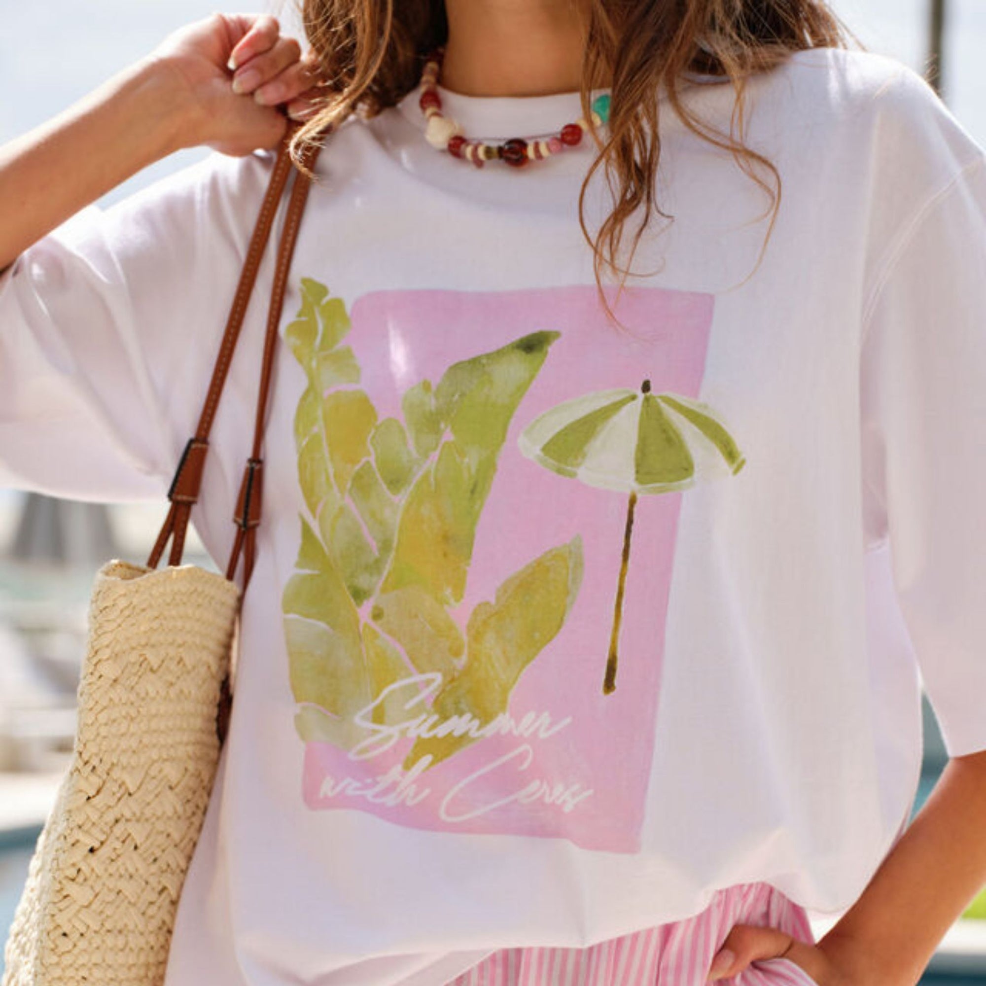 Liv Oversized Tee Coastal Leaves