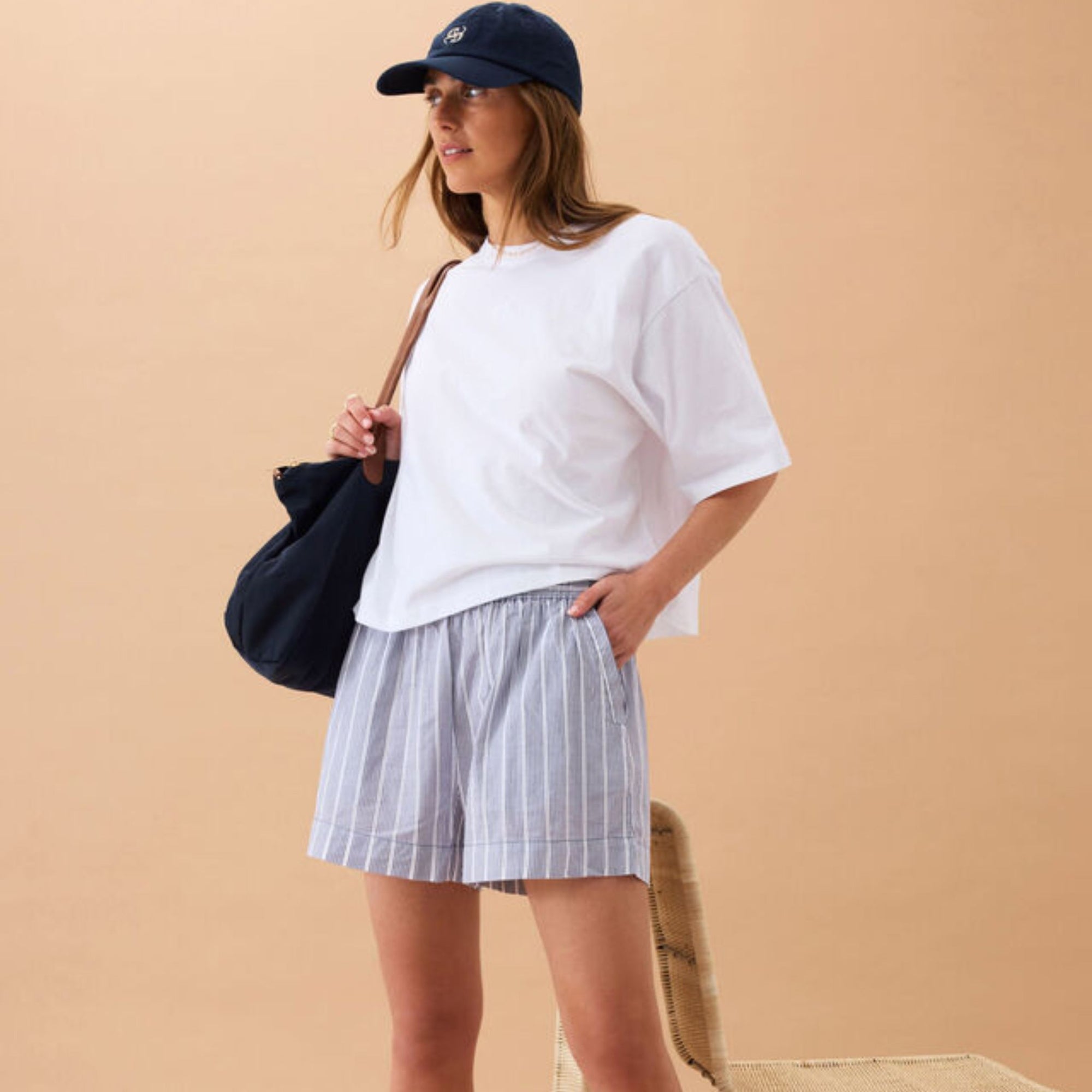 Mila Short Blue Ladder Stripe