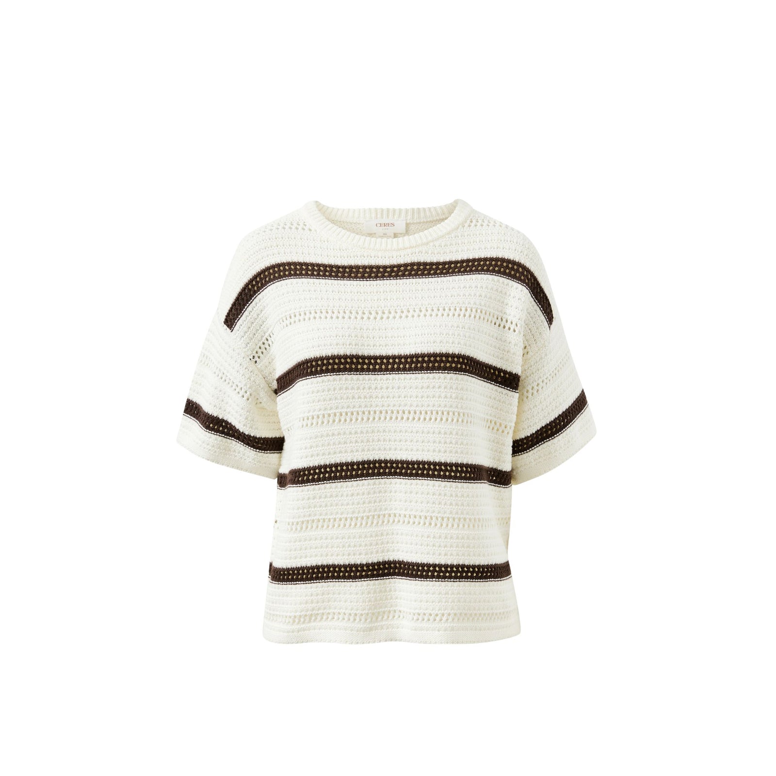 Nellie Boxy Knit Tee Brunette Wide Stripe