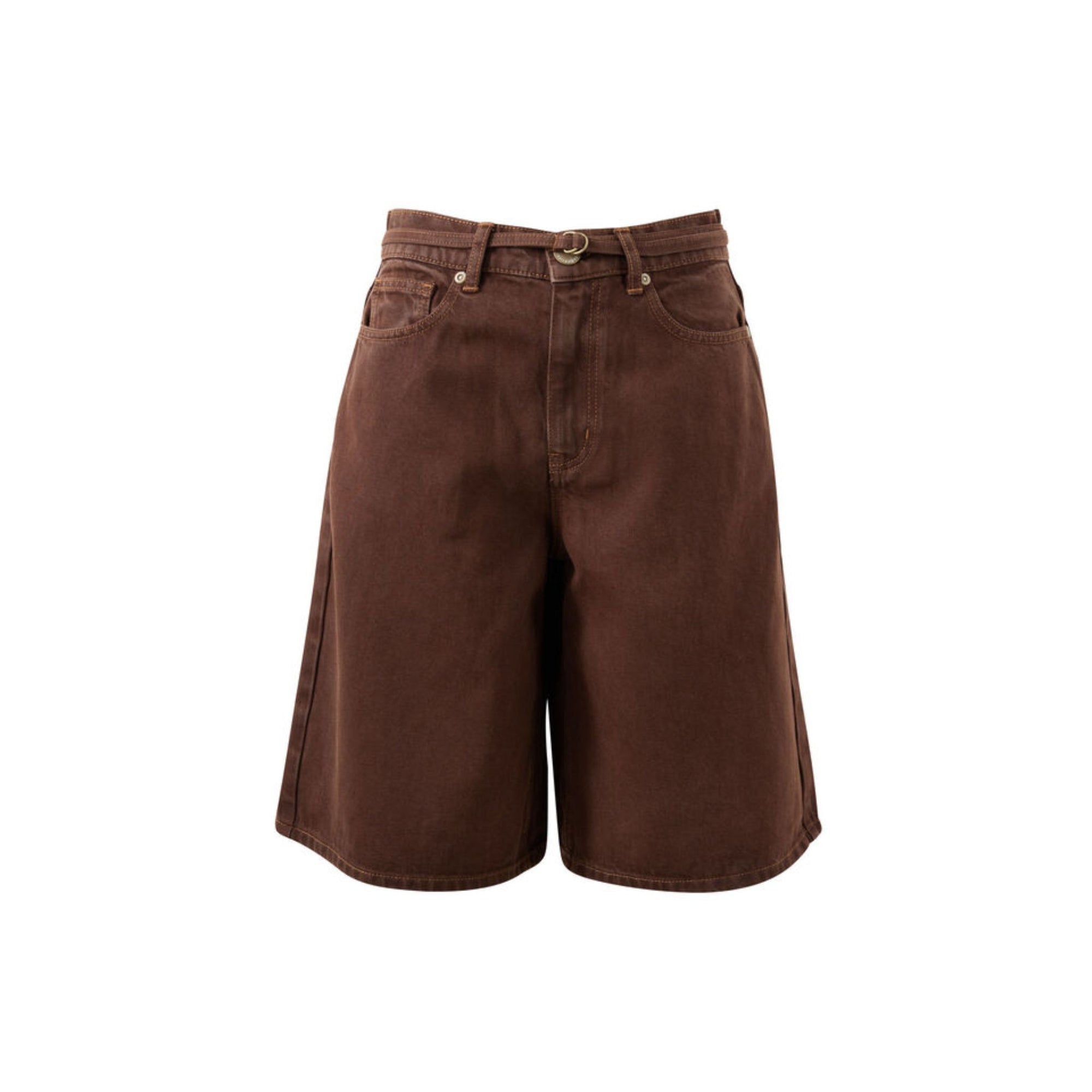 Olive Belted Denim Short