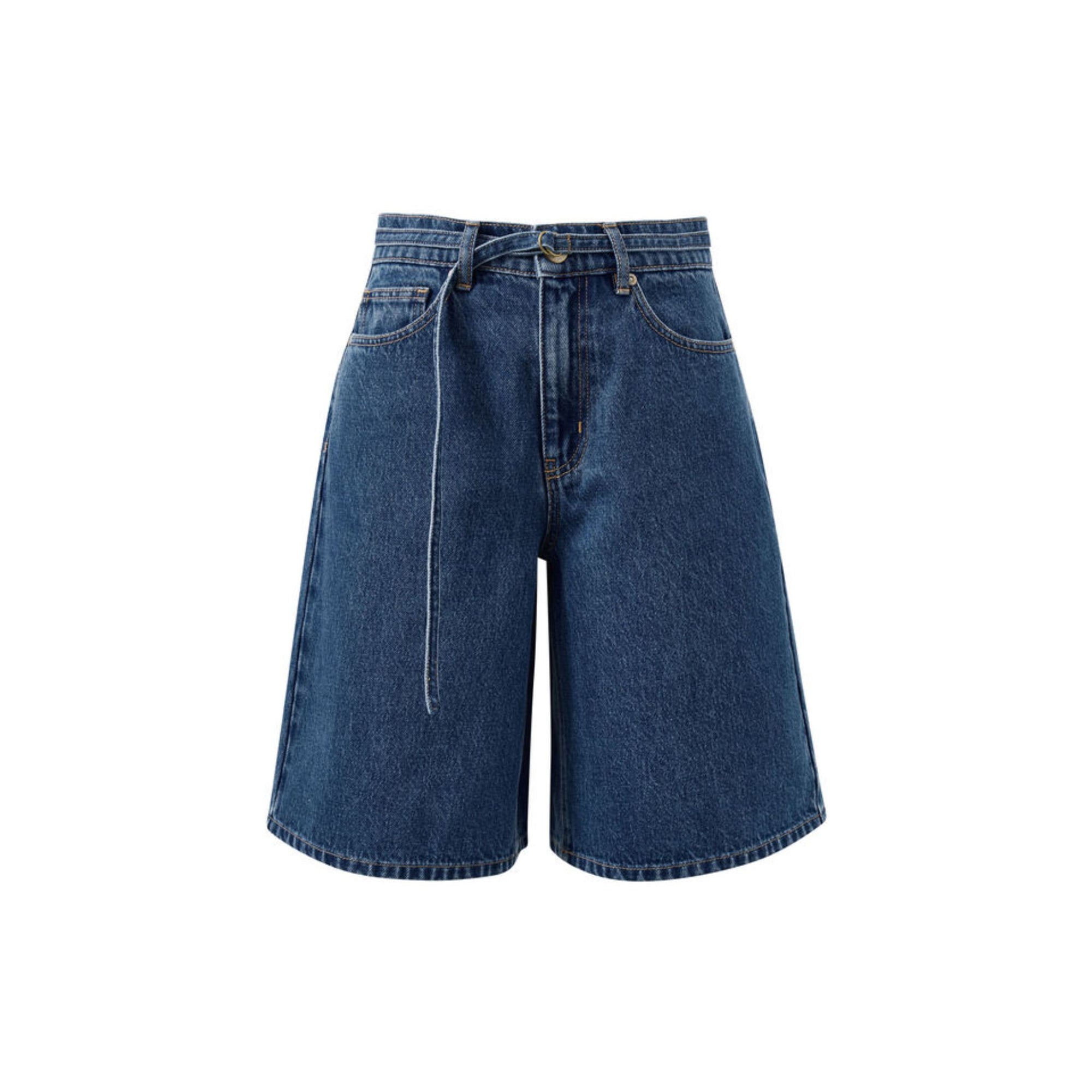 Olive Belted Denim Short