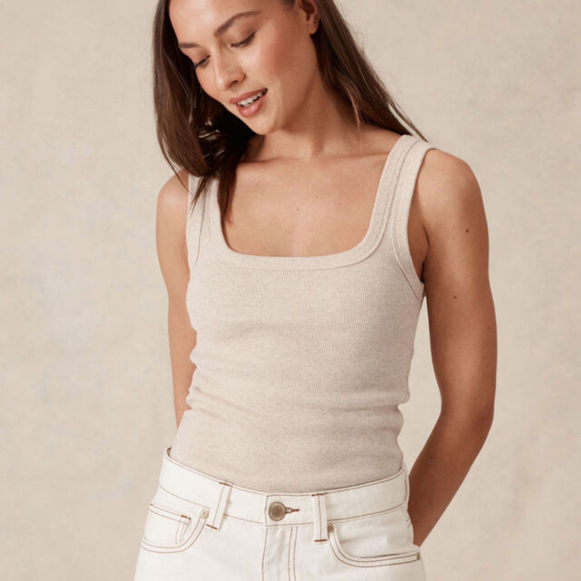 Zaeli Rib Square Neck Tank