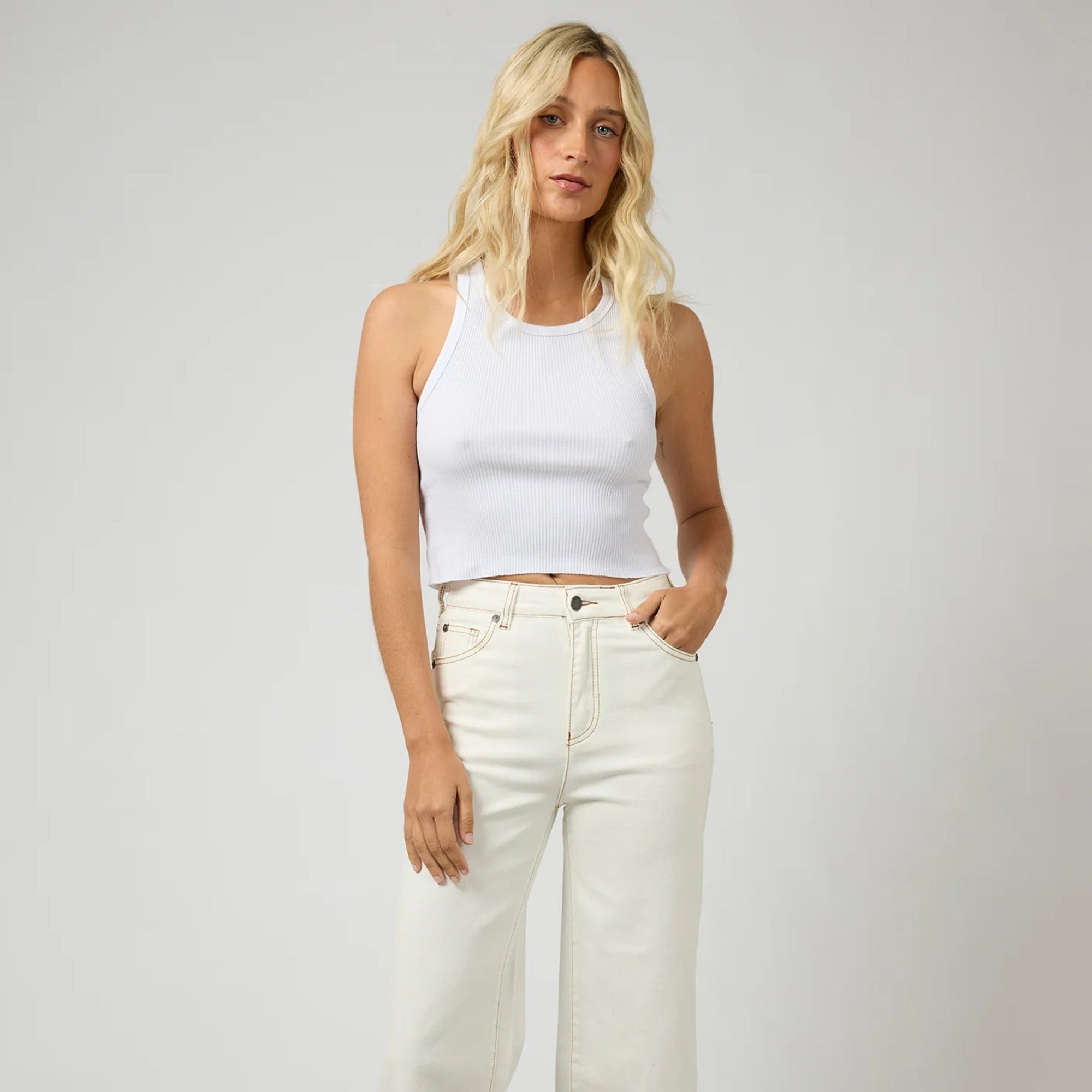 Charlie High Rise Wide Leg Jean Vintage White