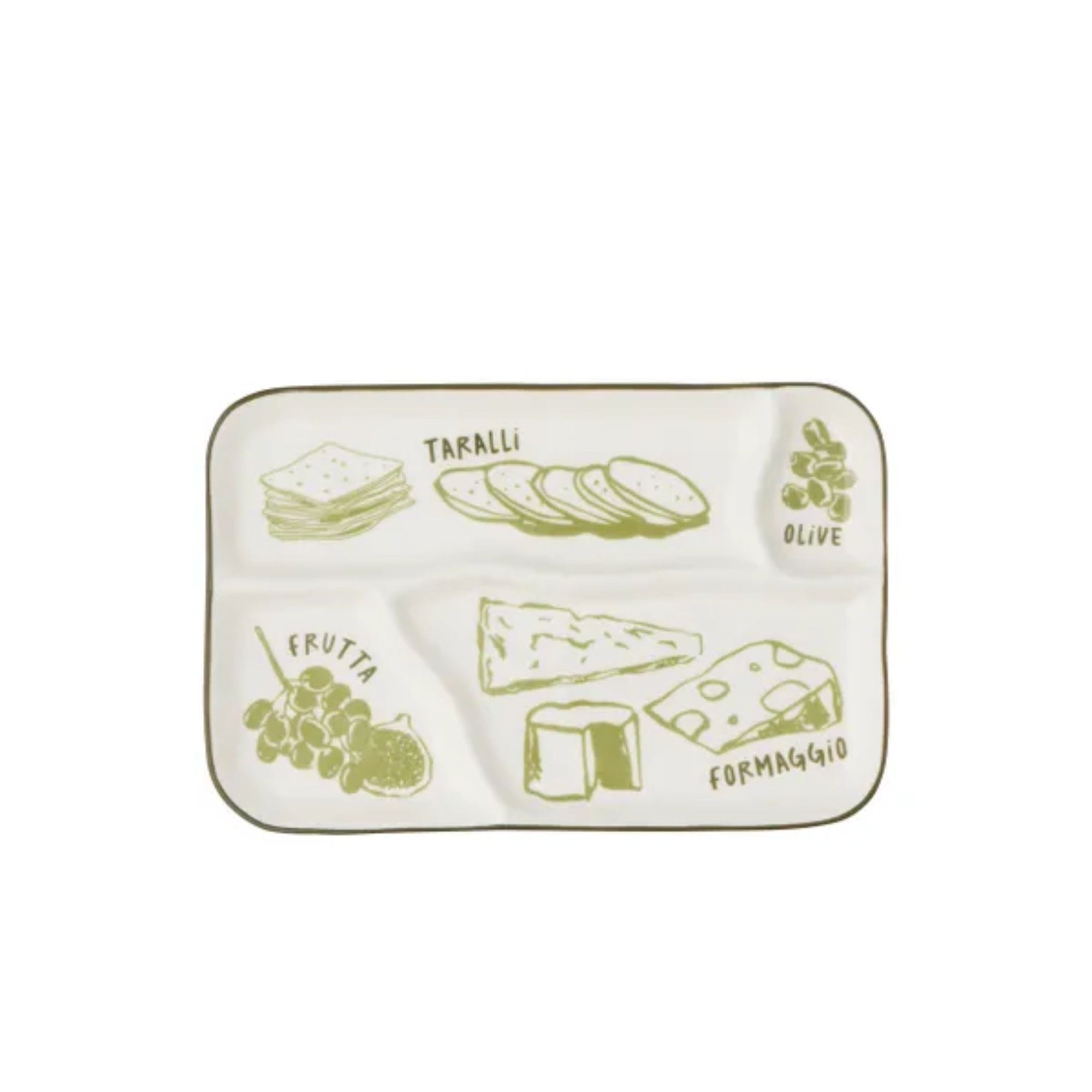 Deli Divided Cheese Plate Green
