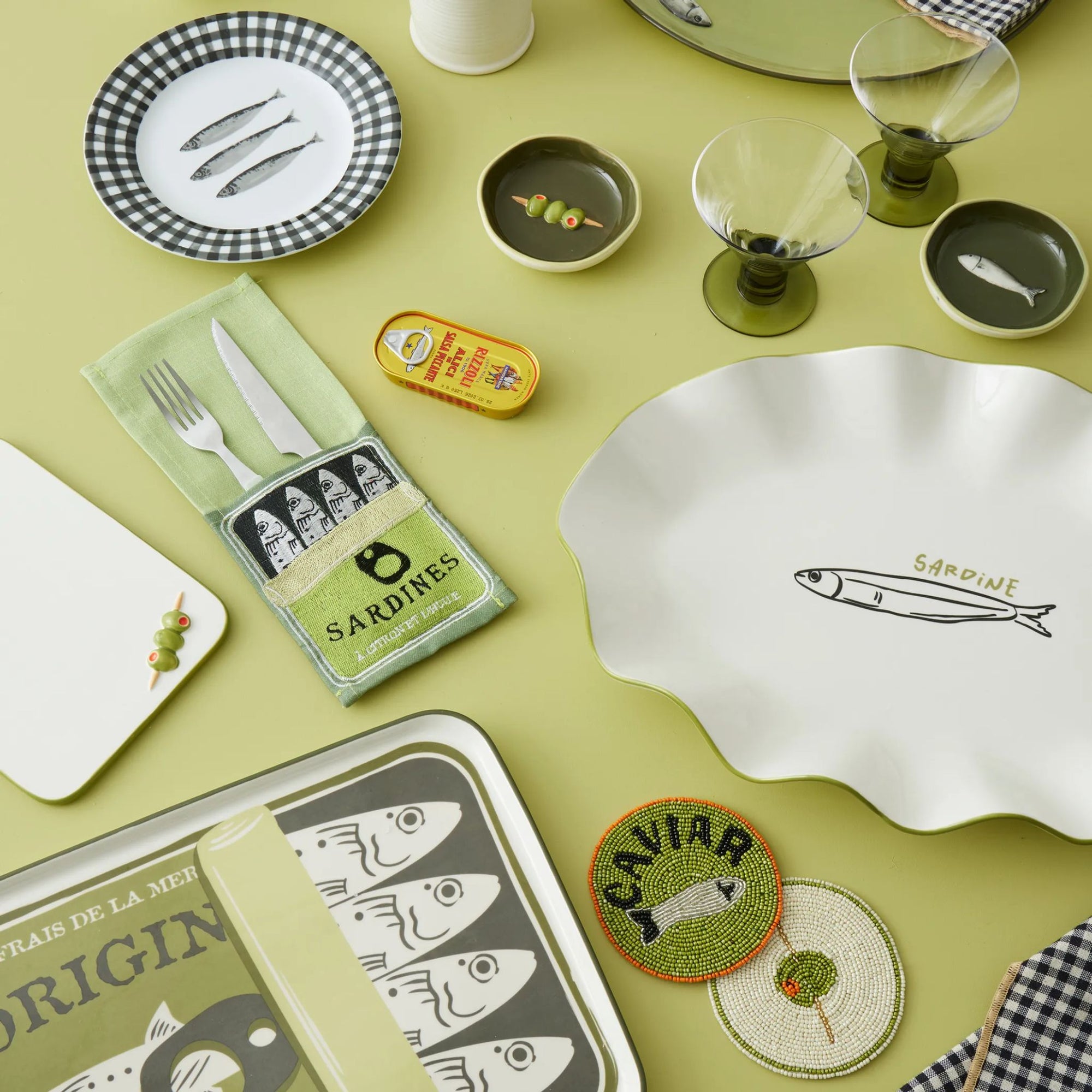 Lisbon Ceramic Sardine Platter Green