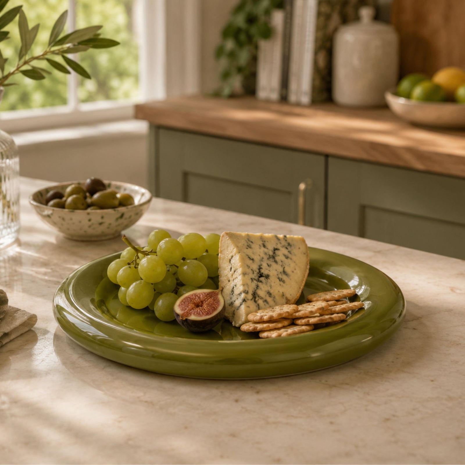 Orb Ceramic Platter Olive