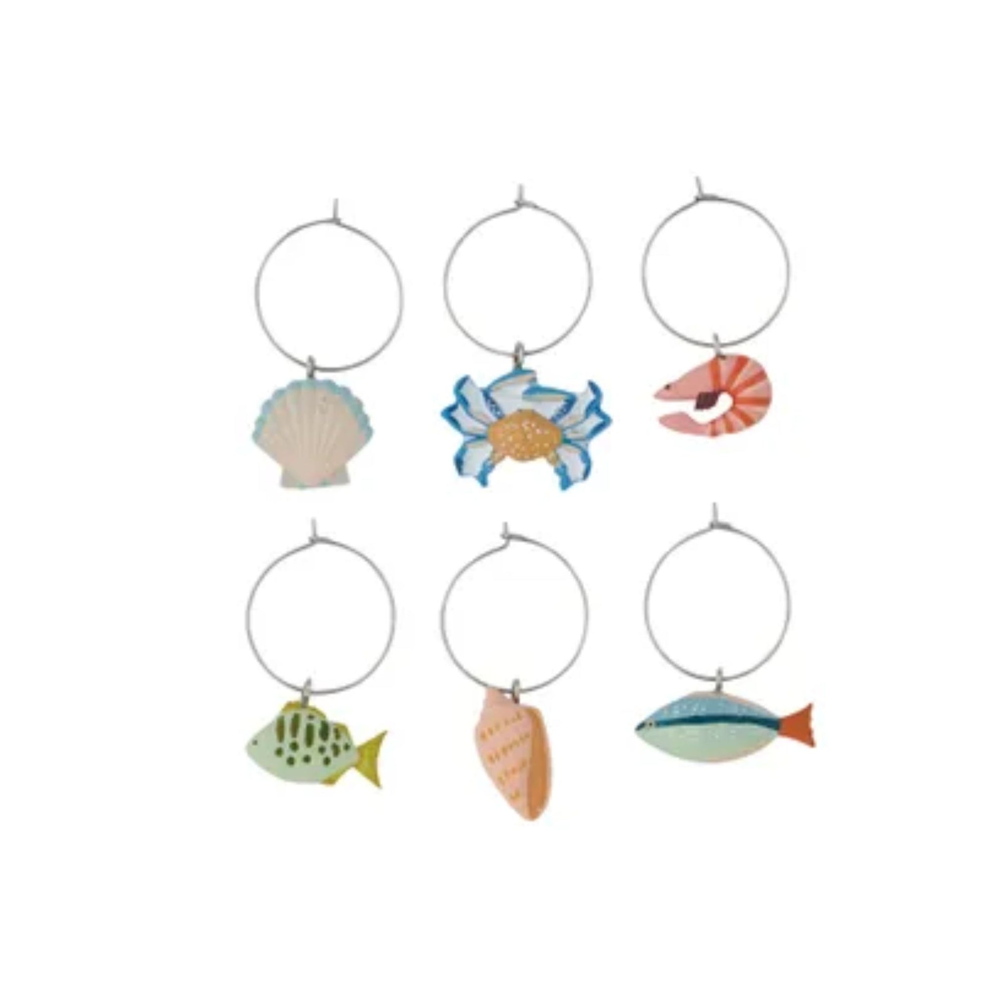Shack set of 6 Resin Wine Charms