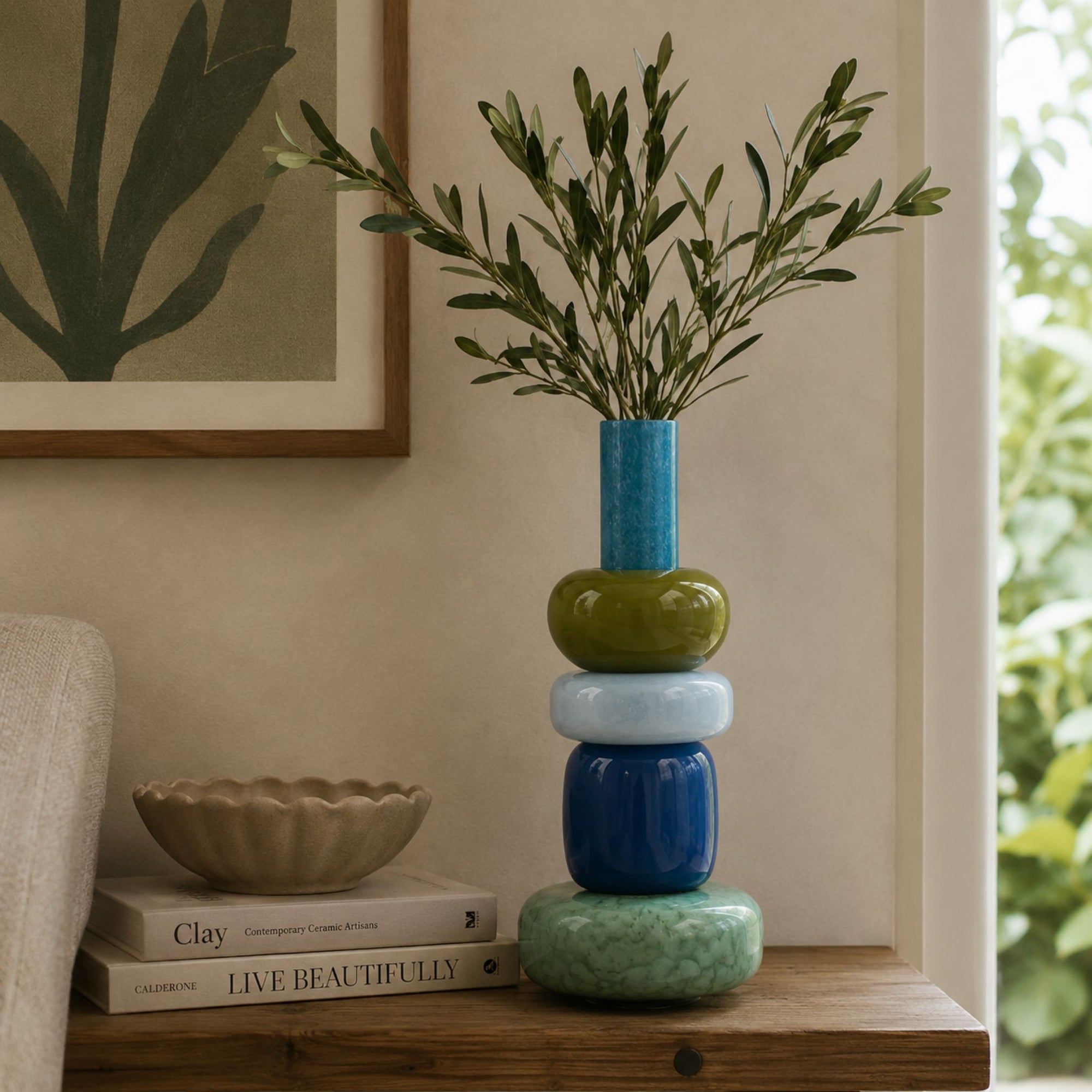 Veneto Glass Vase Blue Multi