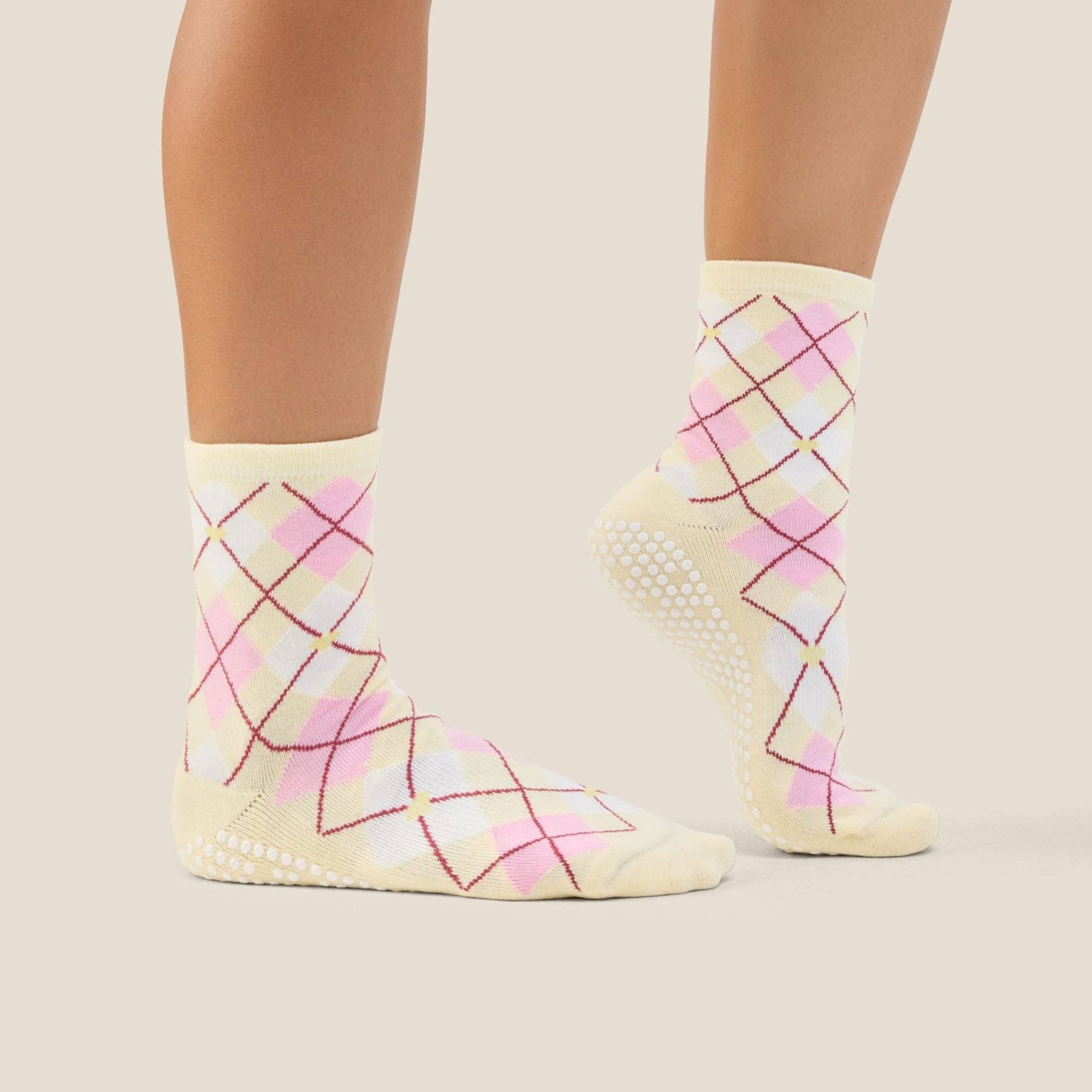 Crew Grip Socks Argyle Butter