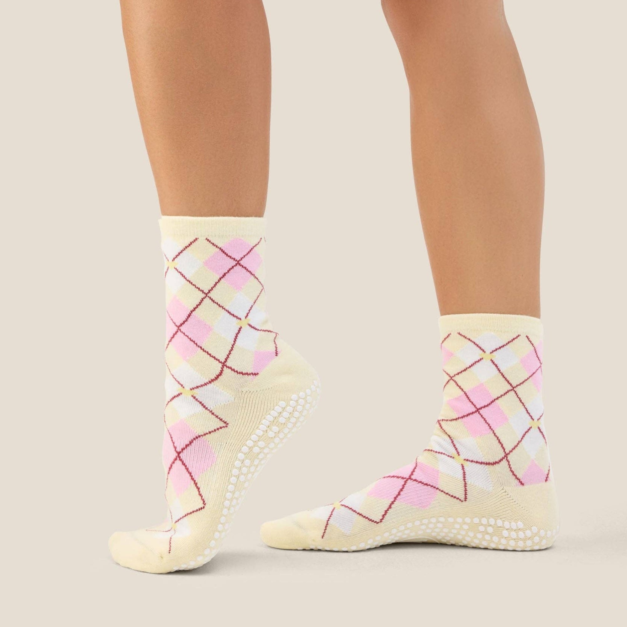 Crew Grip Socks Argyle Butter