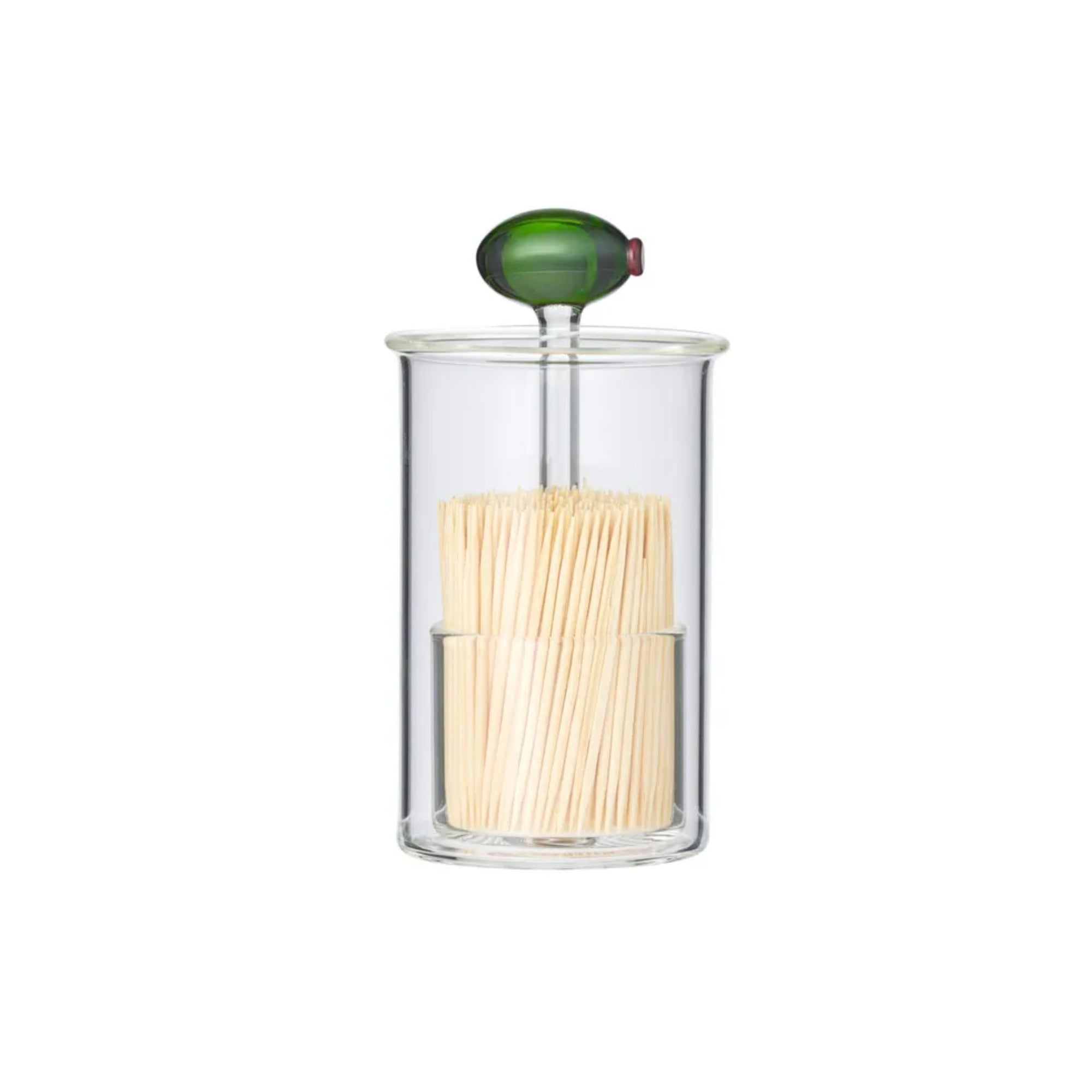 Olive Glass Toothpick Holder