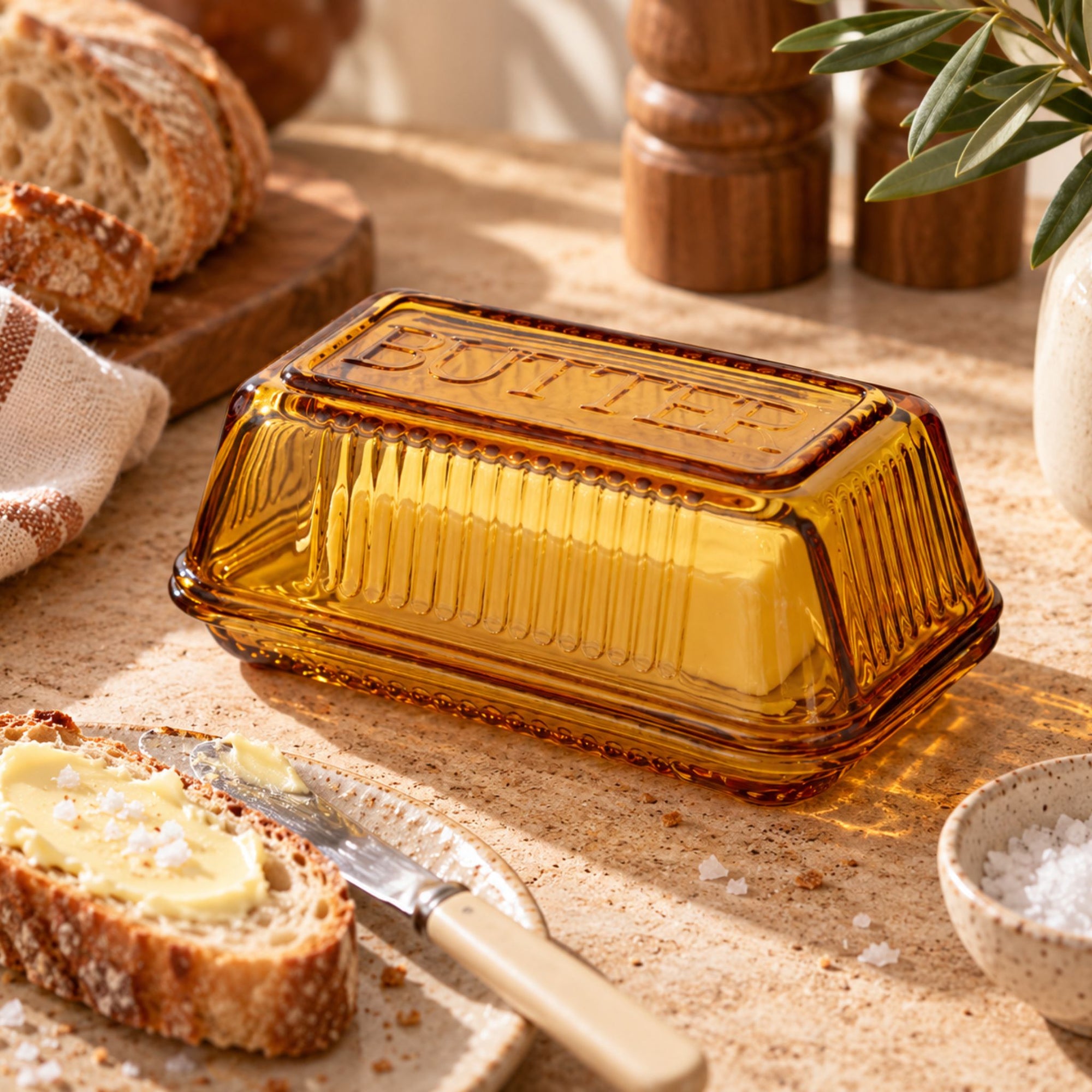 Lia Glass Butter Dish