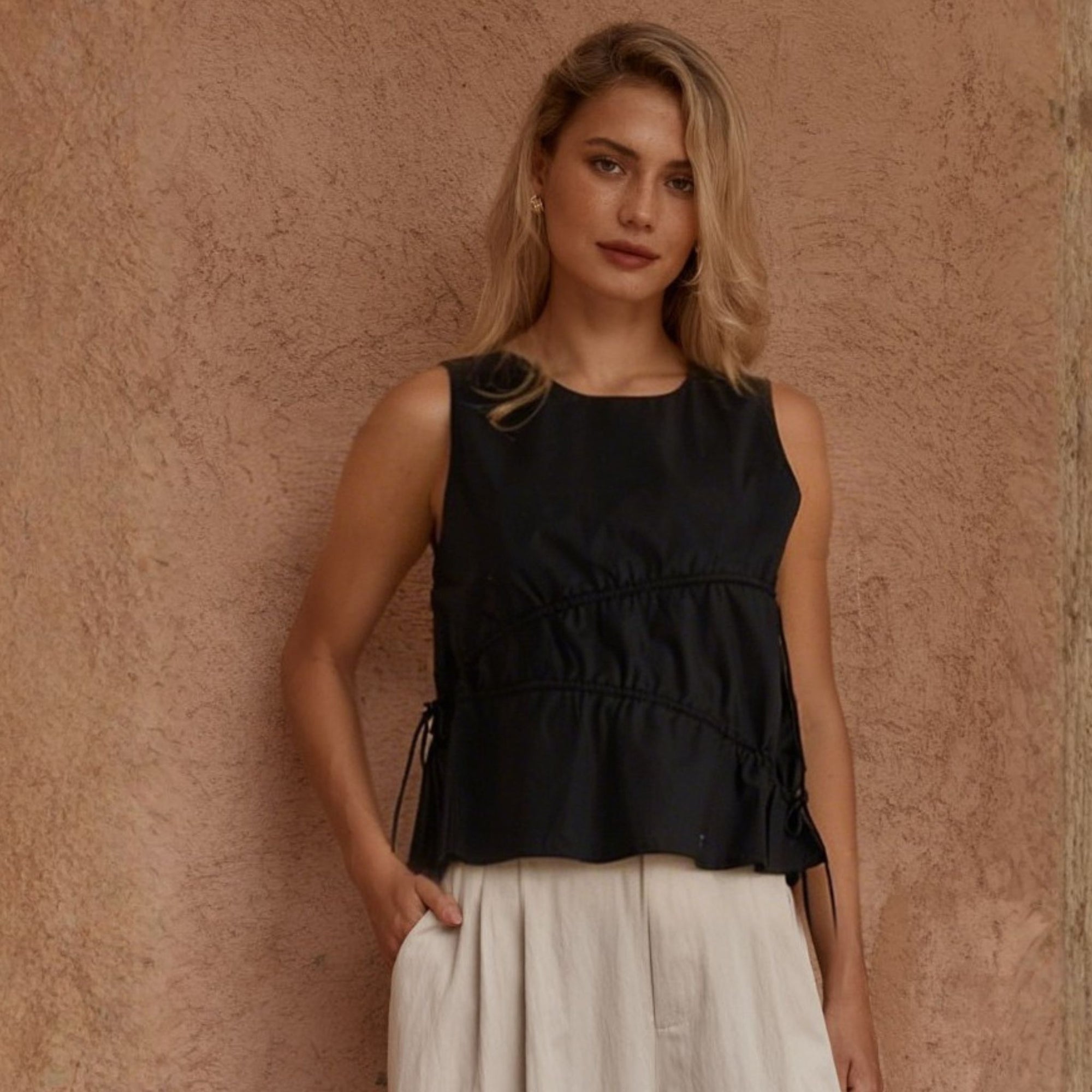 Elin Gathered Tie Top