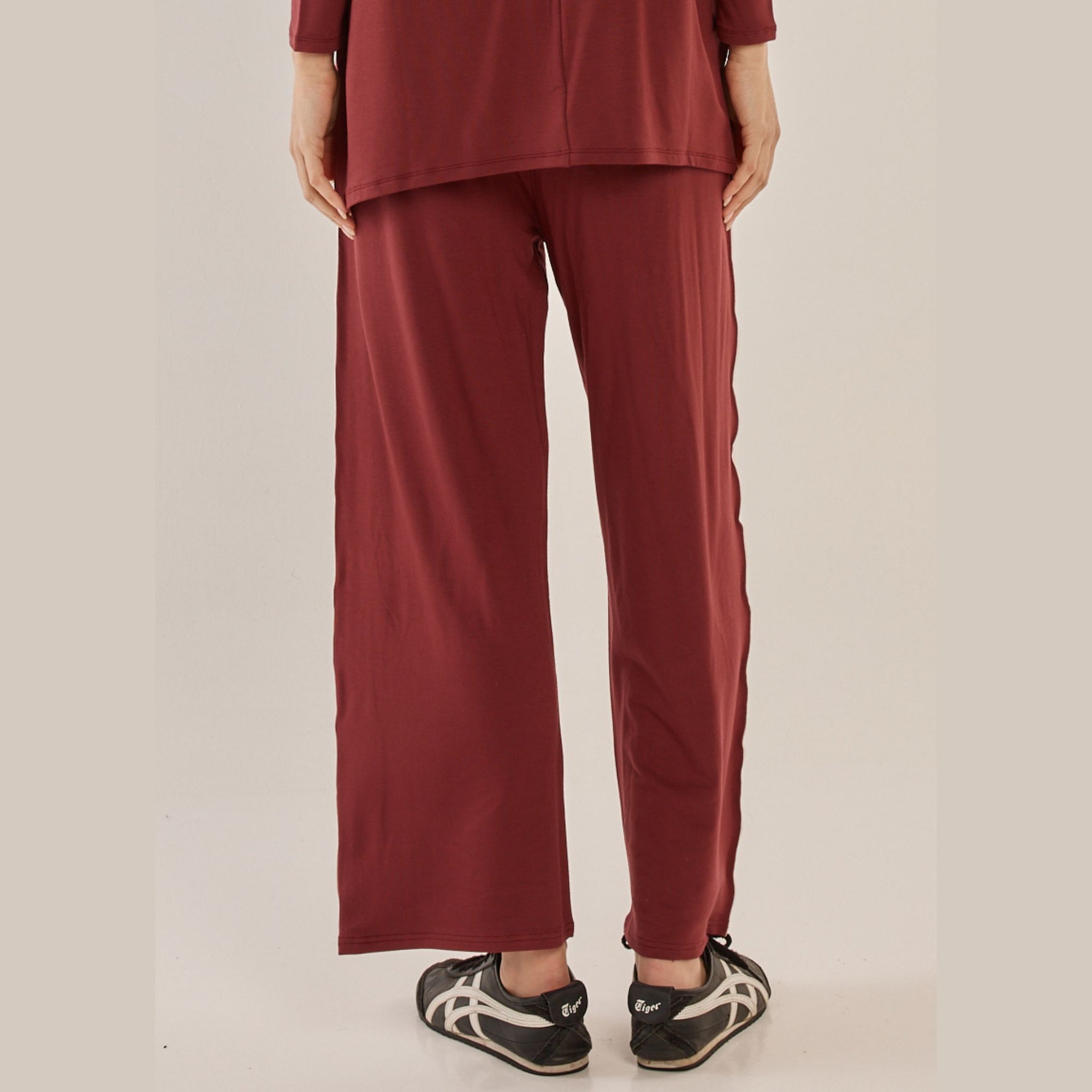 Evelyn Wide Leg Jogger Burgundy