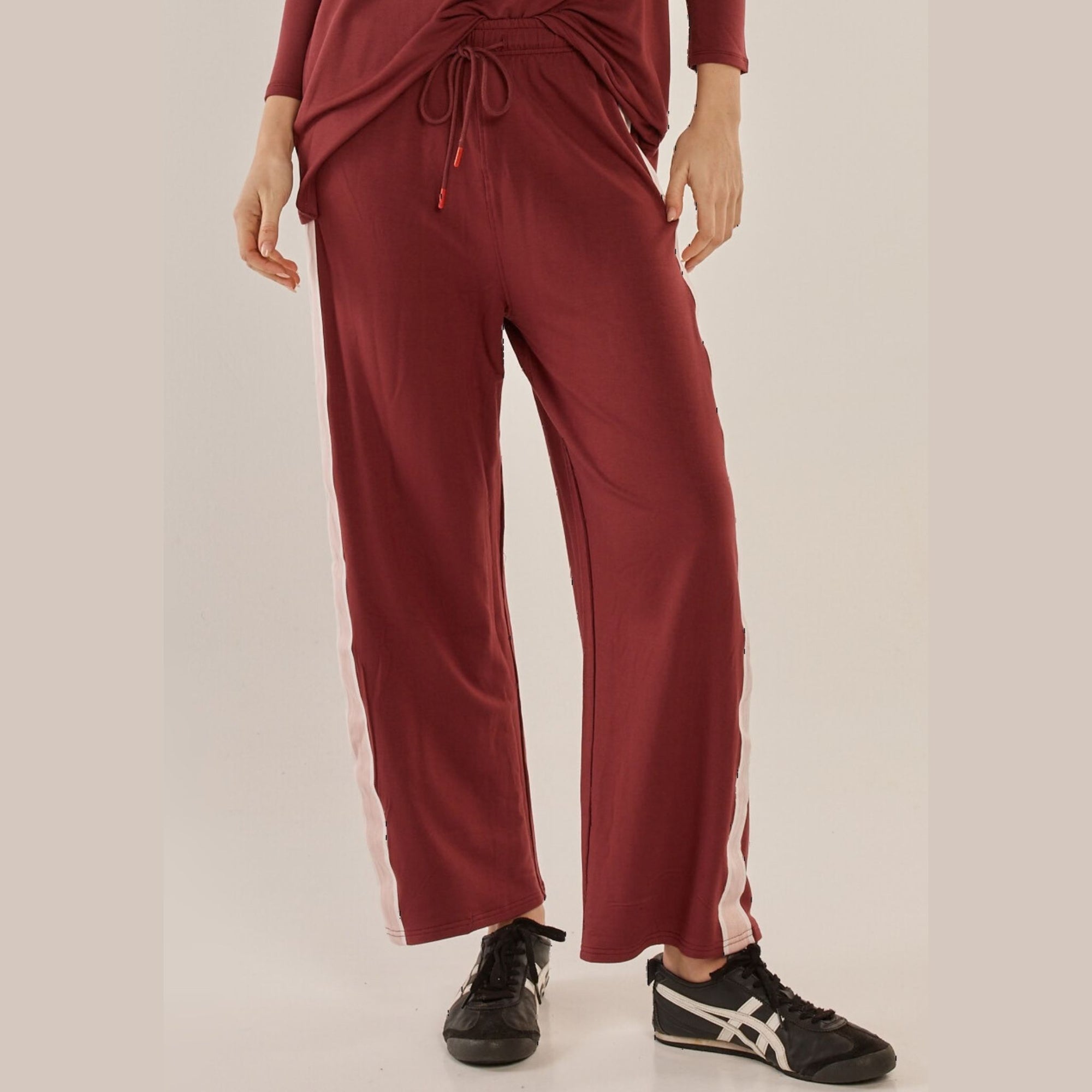 Evelyn Wide Leg Jogger Burgundy