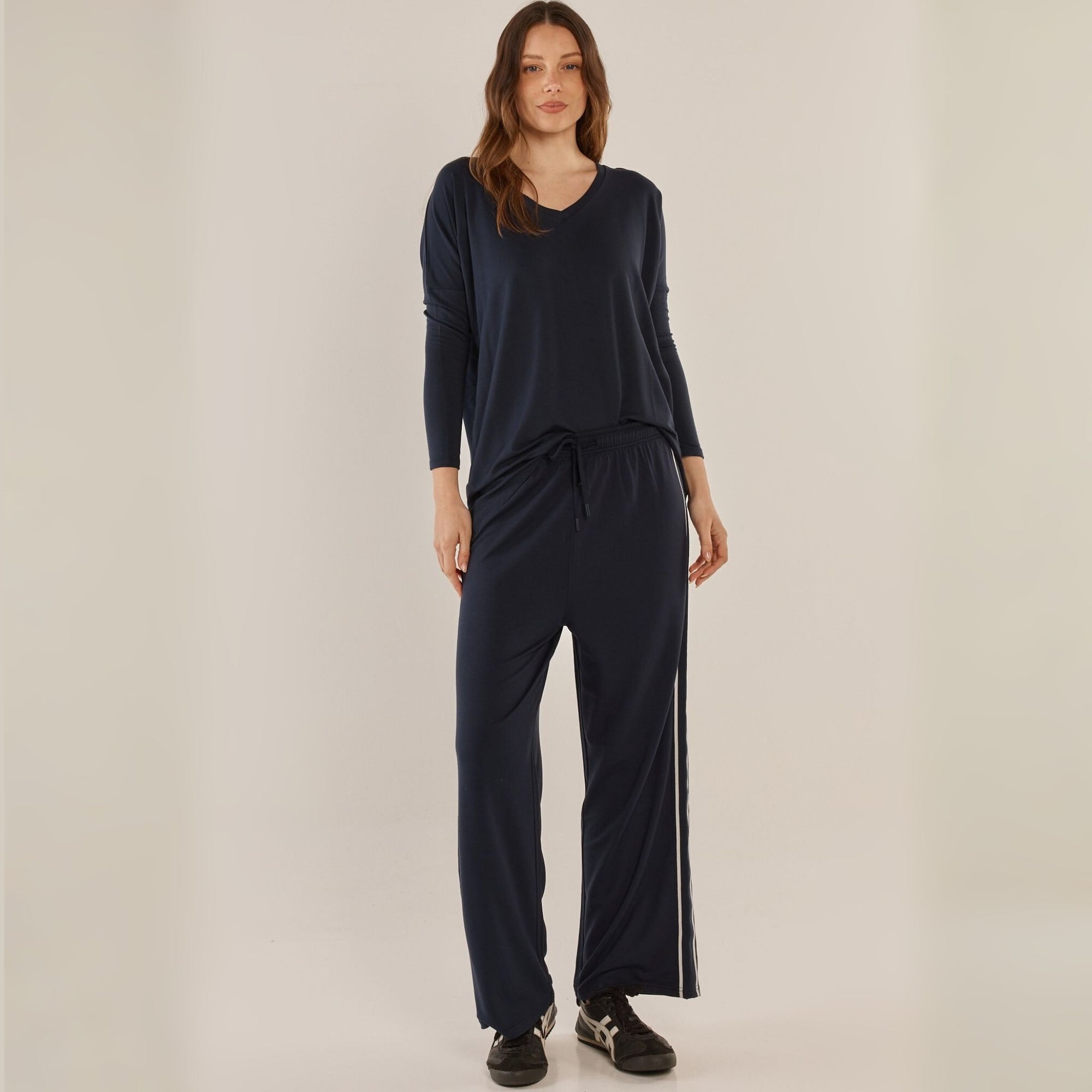 Evelyn Wide Leg Jogger Navy