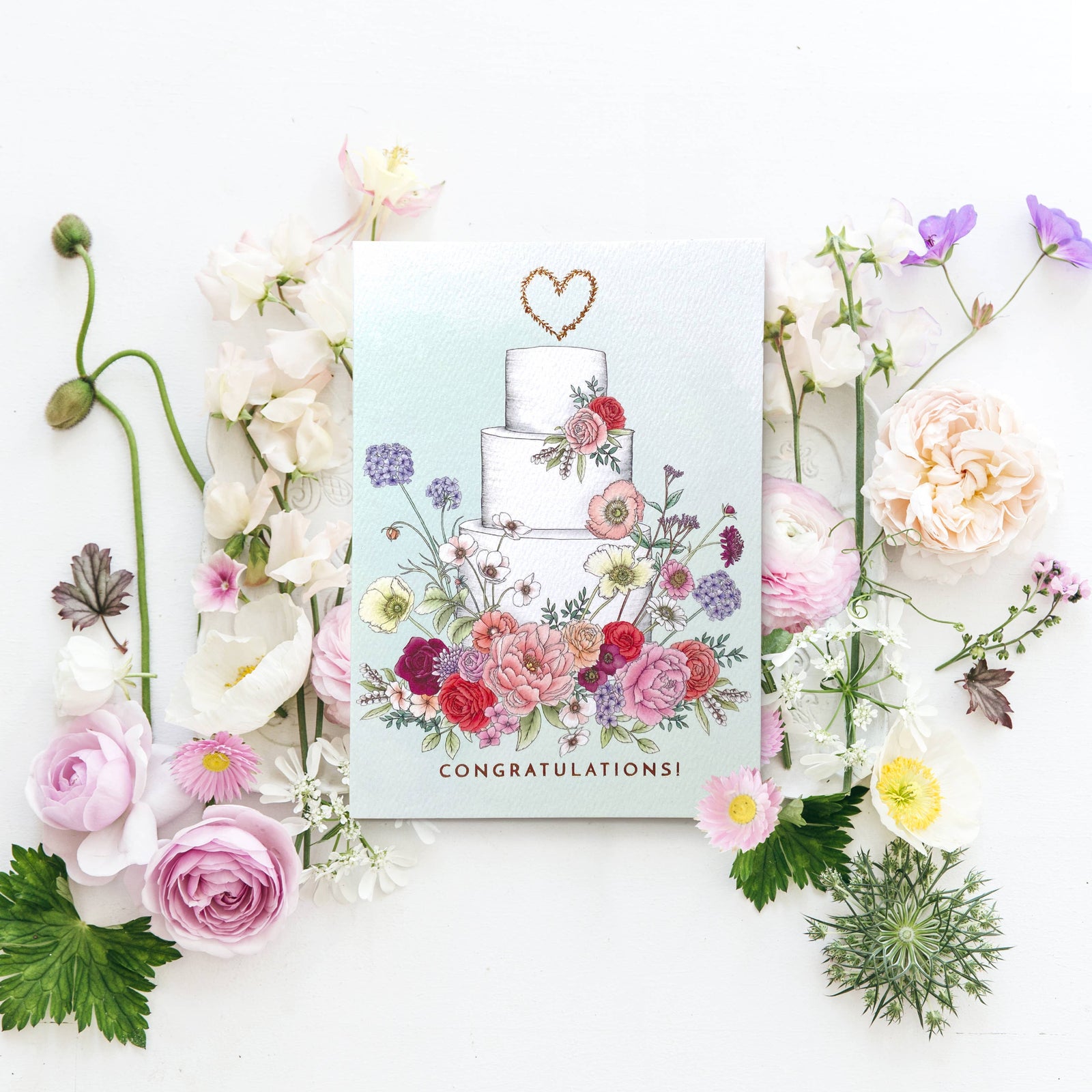 Greeting Card Floral Wedding Cake