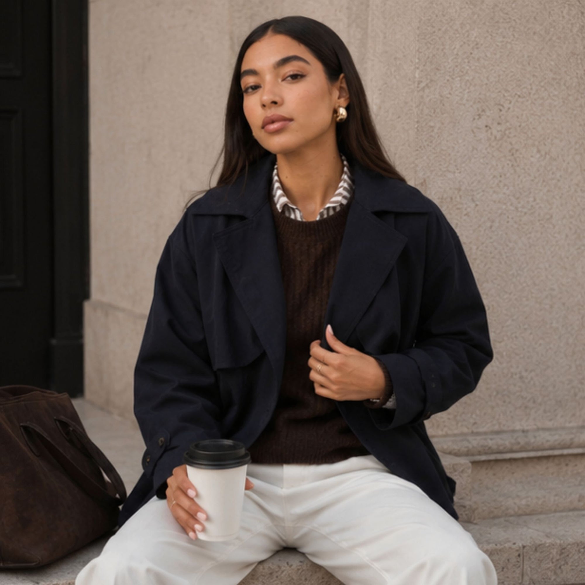 Farida Cropped Trench