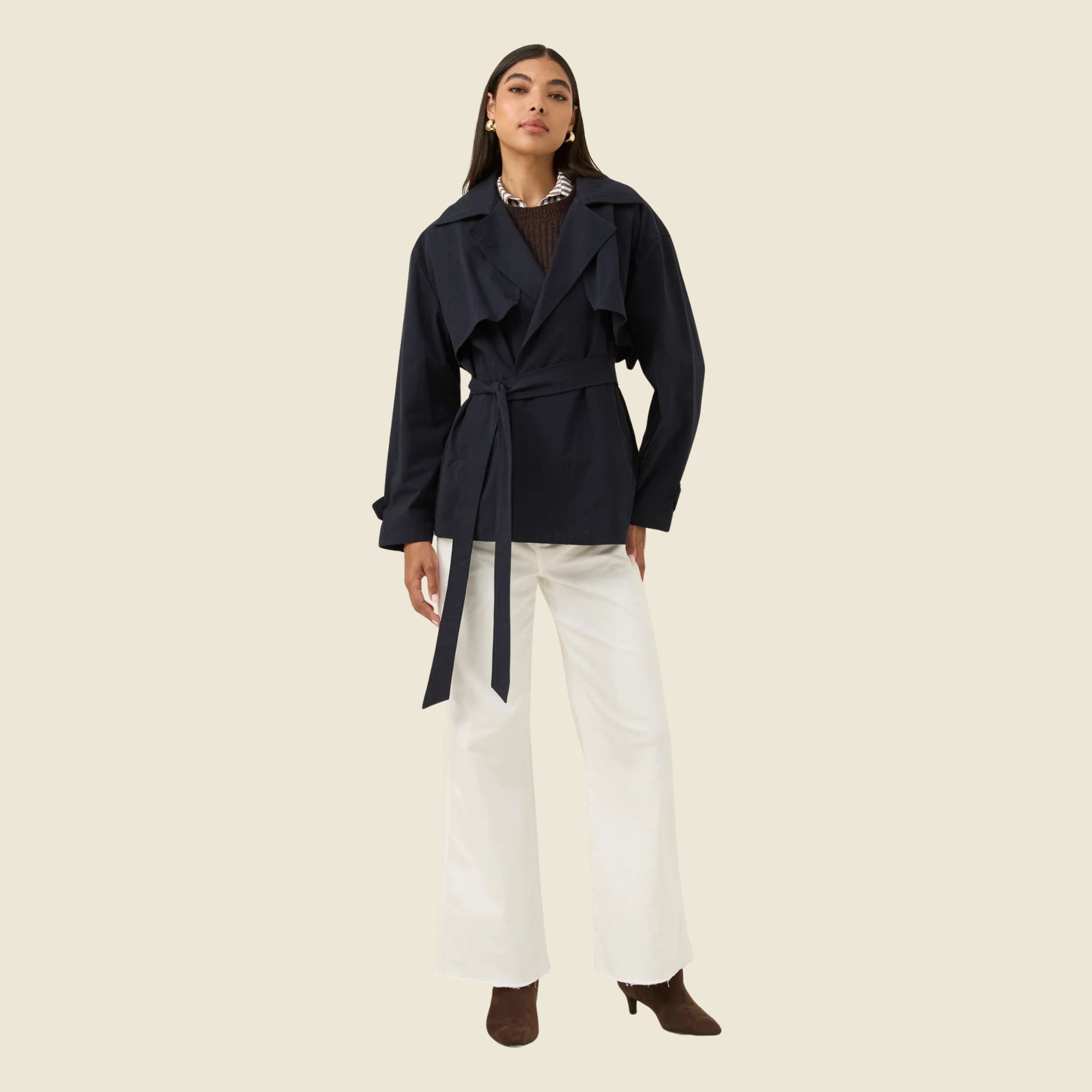 Farida Cropped Trench