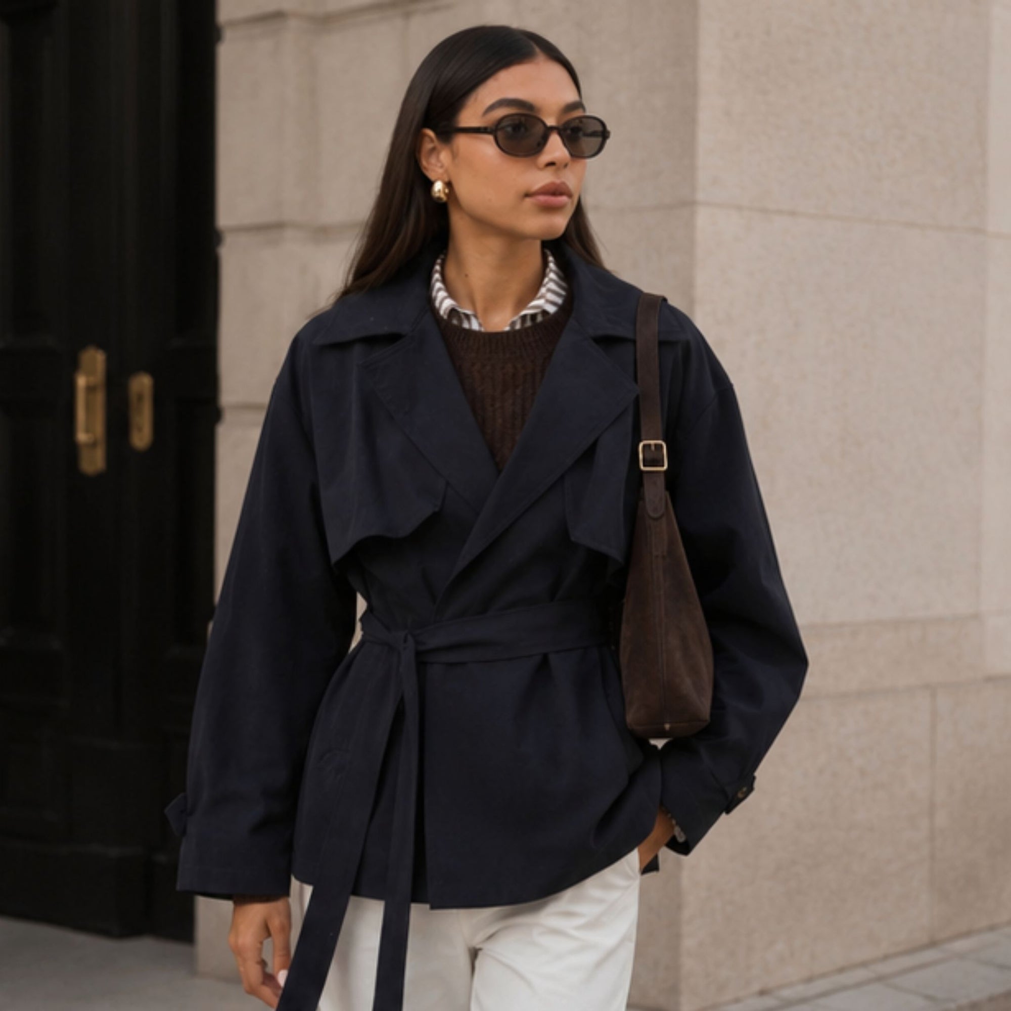 Farida Cropped Trench