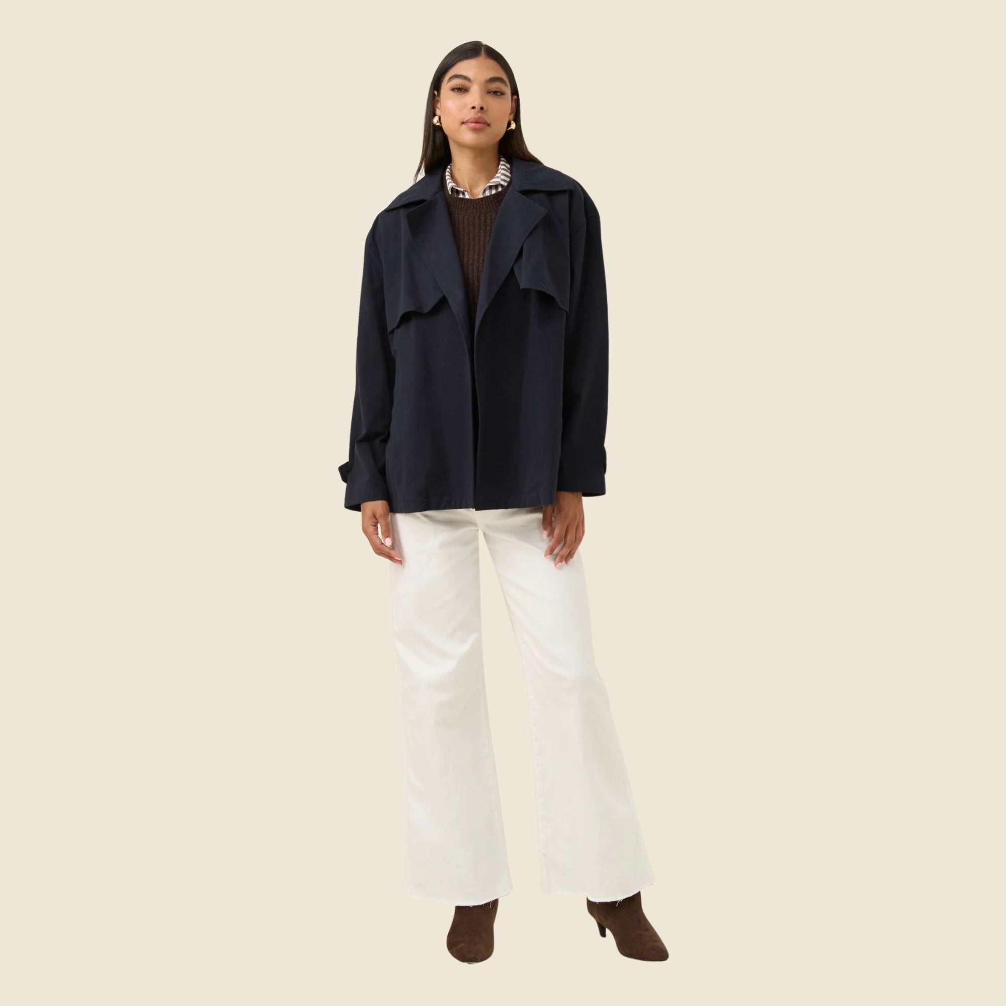 Farida Cropped Trench
