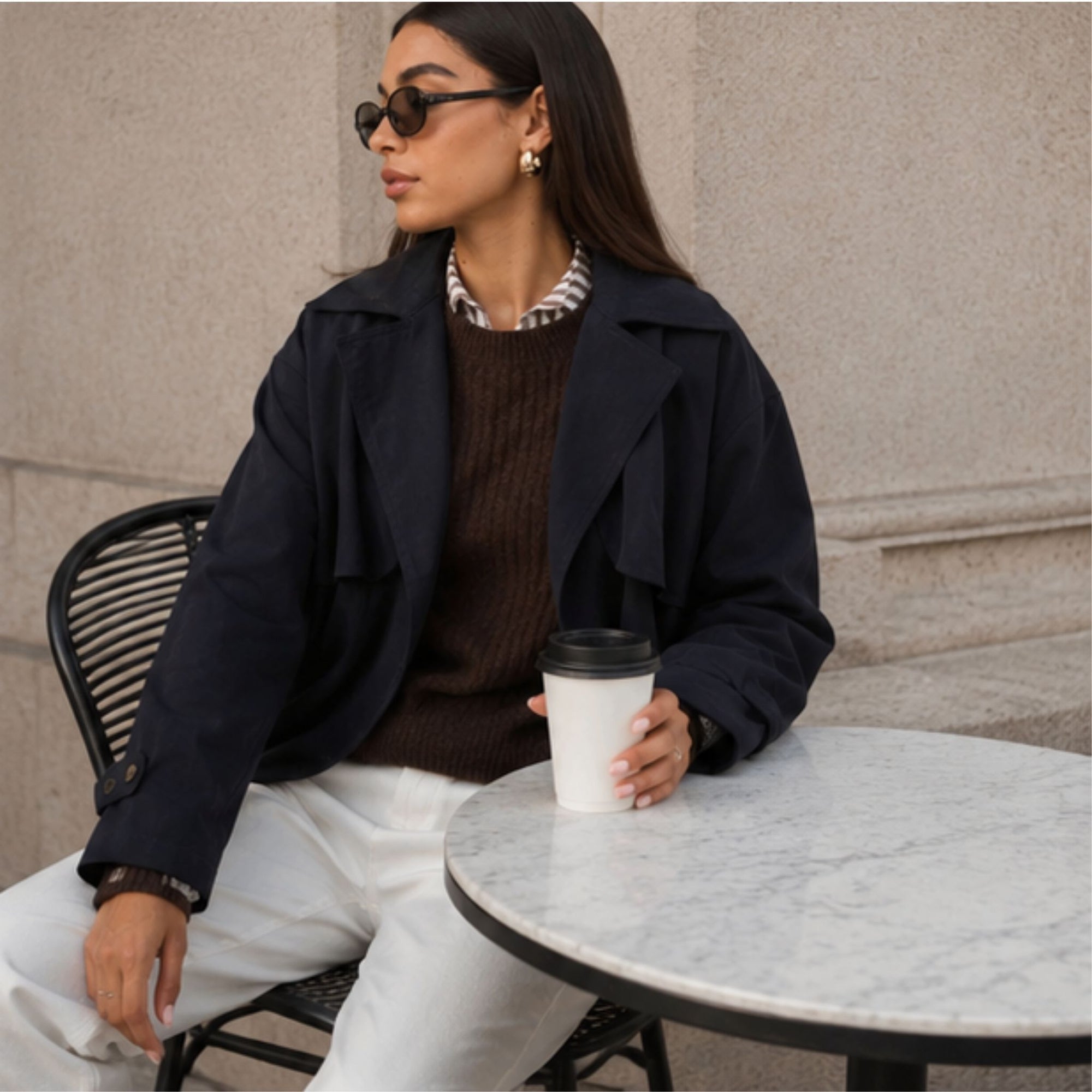 Farida Cropped Trench