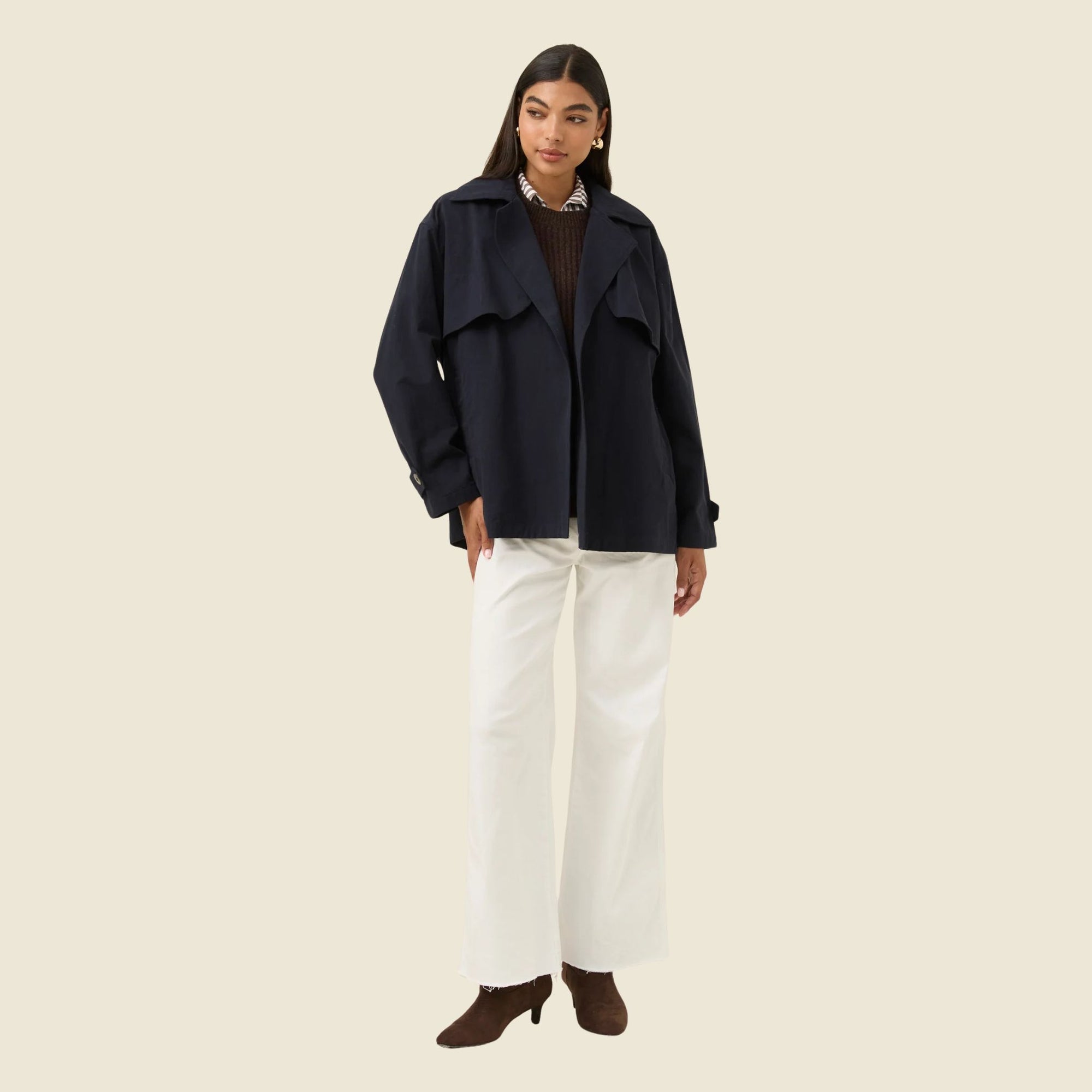 Farida Cropped Trench